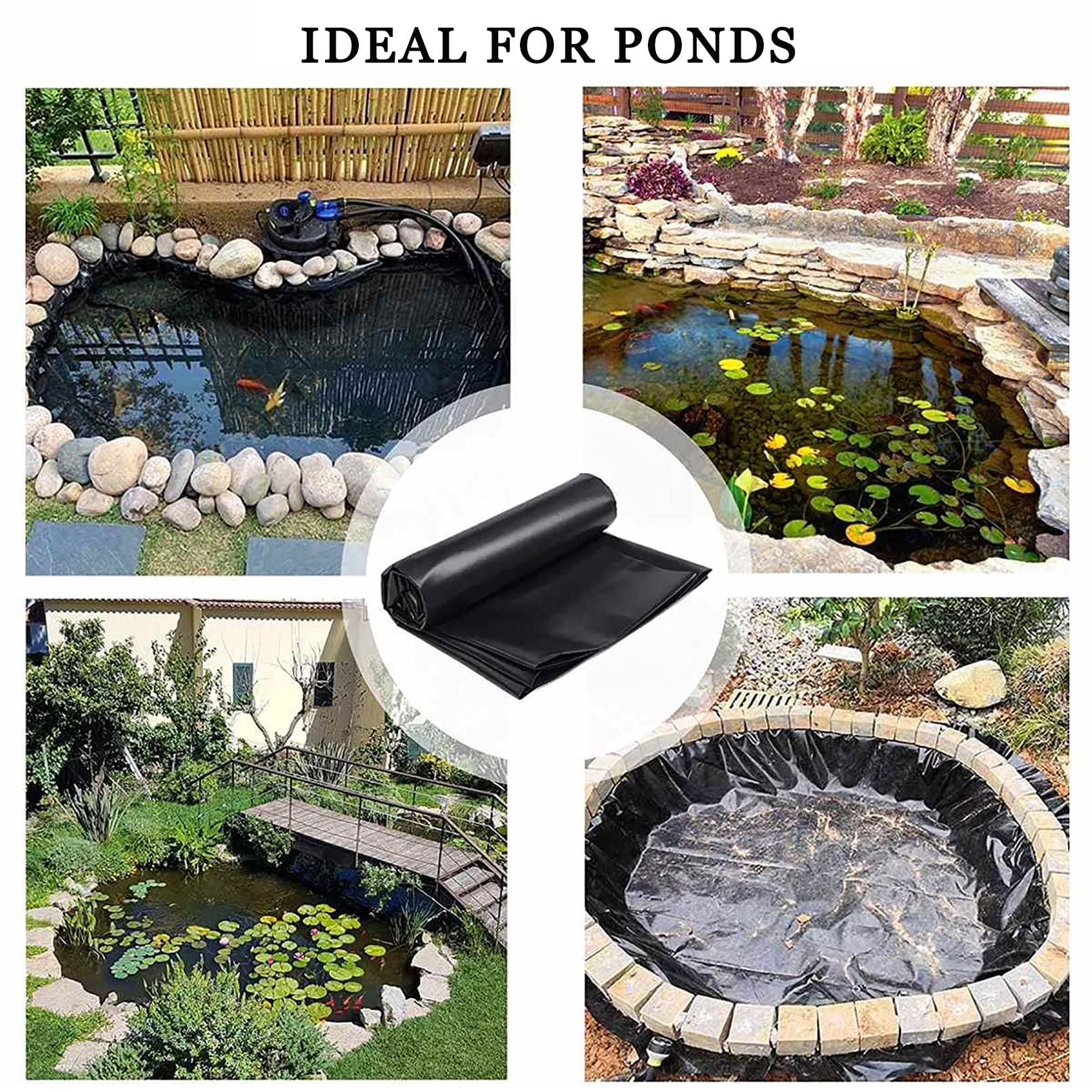 Pond Liner,pond liners for outdoor ponds,HDPE 20-Mil Easy Cutting Underlayment Pond Liners,for Ponds Lakes Waterfall Streams Fountains Water Gardens Retention Basins ( Battery *1 : 3x8m/9.84x26.24ft )