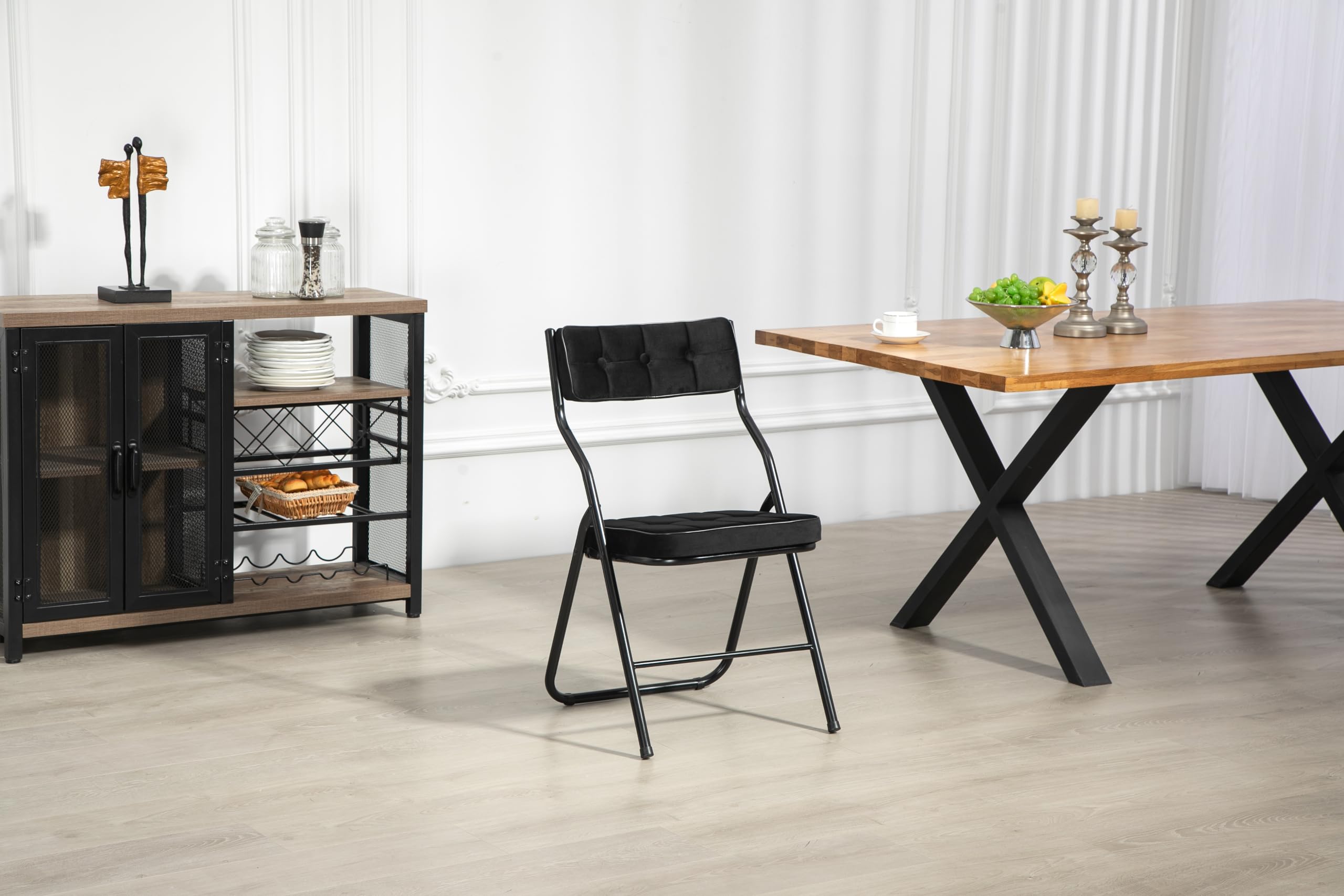 Homgoday Silla Plegable con Asiento y Respaldo Acolchados - Pack de 2 para Comedor y Exterior