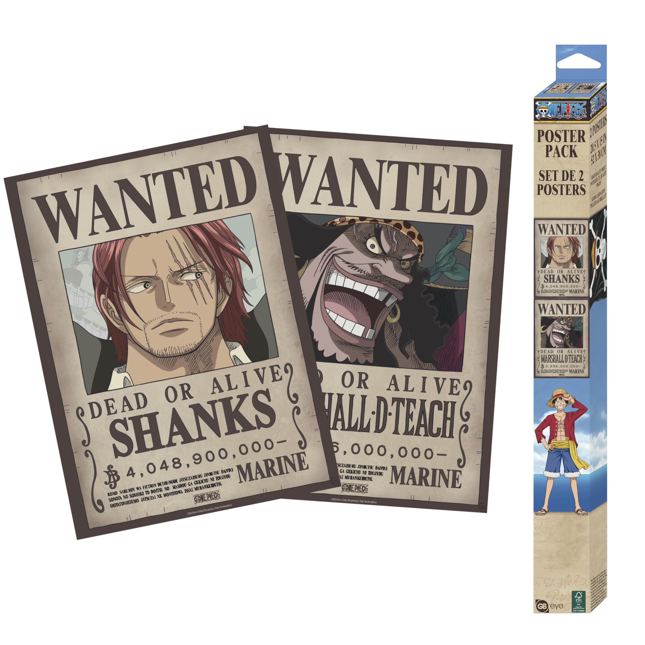 GB eye - ONE PIECE Set of 2 Chibi Posters Wanted Shanks & Blackbeard