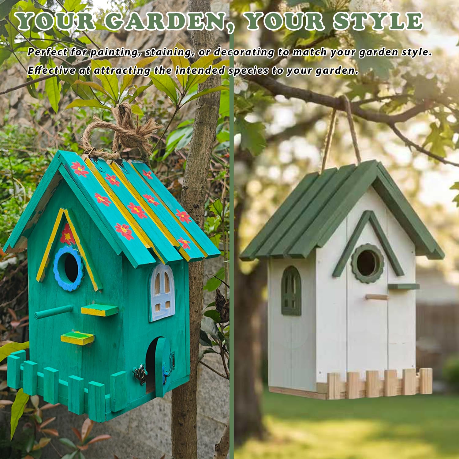uyiixoxo Kit de casa de pájaros con madera precortada, juego de pintura, accesorios de instalación al aire libre