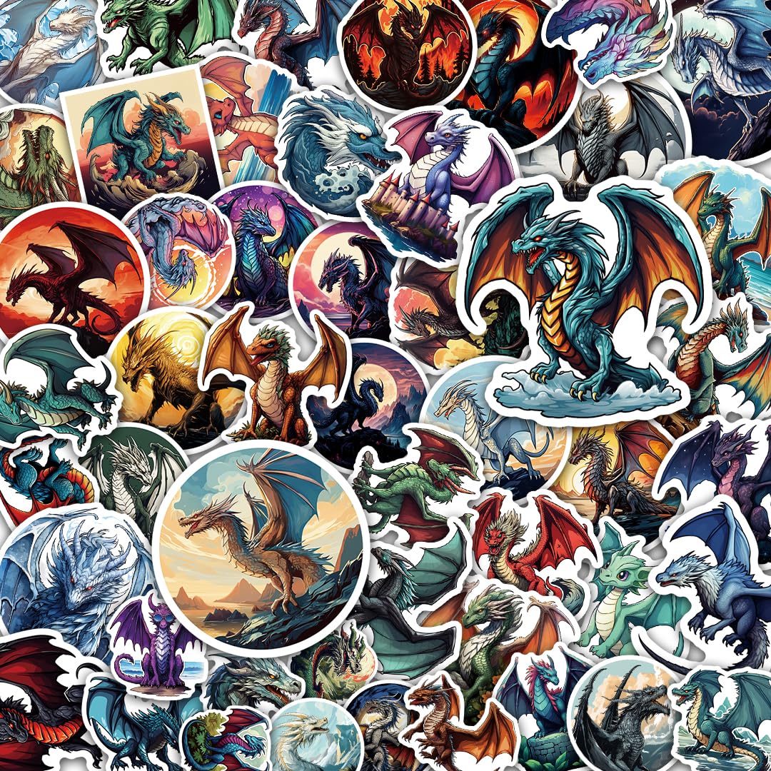 Amazon.com: 100 Pack Dragon Stickers (Large Size), Dragon Graphic Decal ...