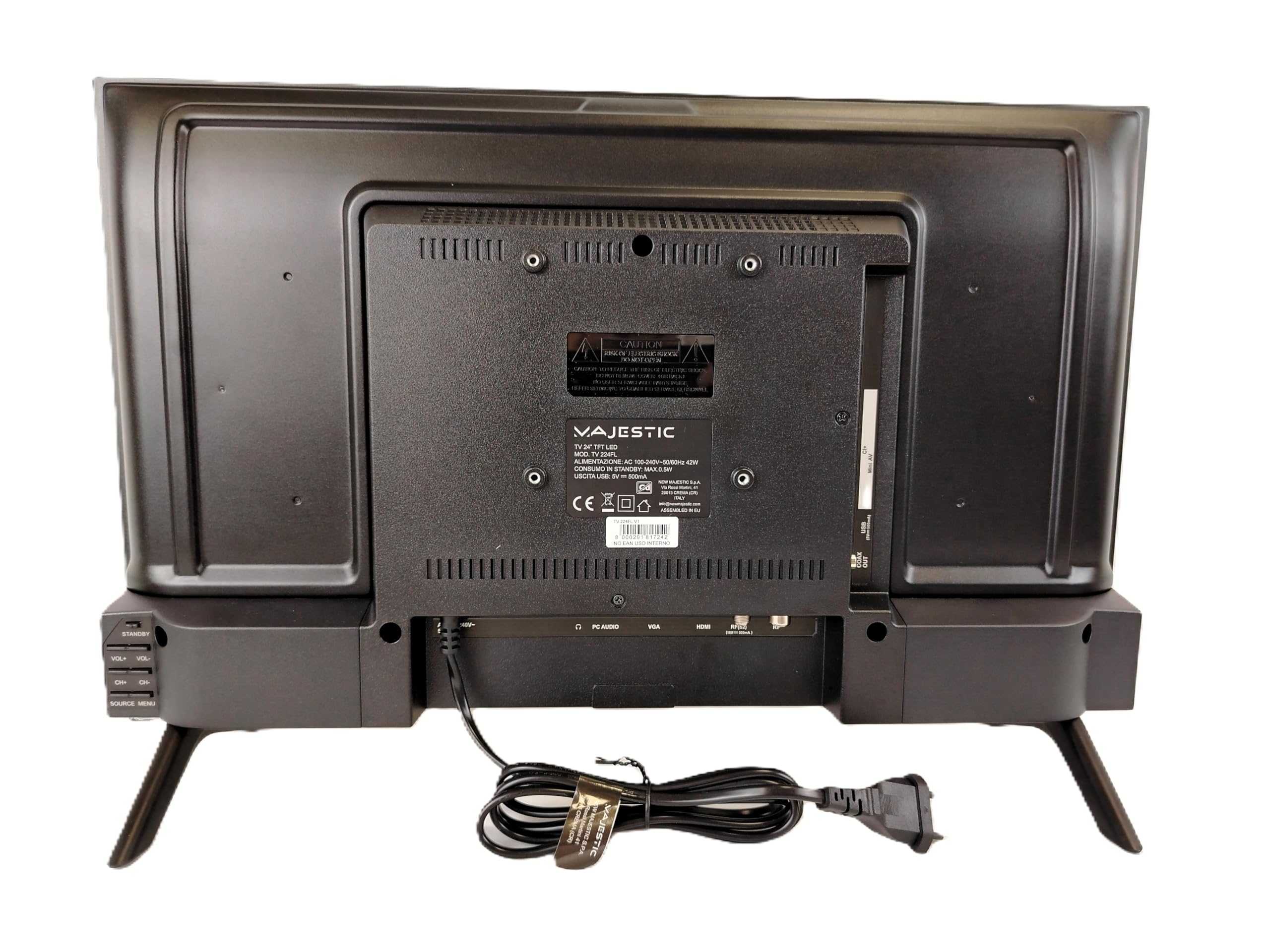 Majestic TV 224FL V1 Televisore Frameless LED HD Ready 24" DVB-T/T2 DVB-S/S2 Telecomando USB HDMI VGA CI+ Nero