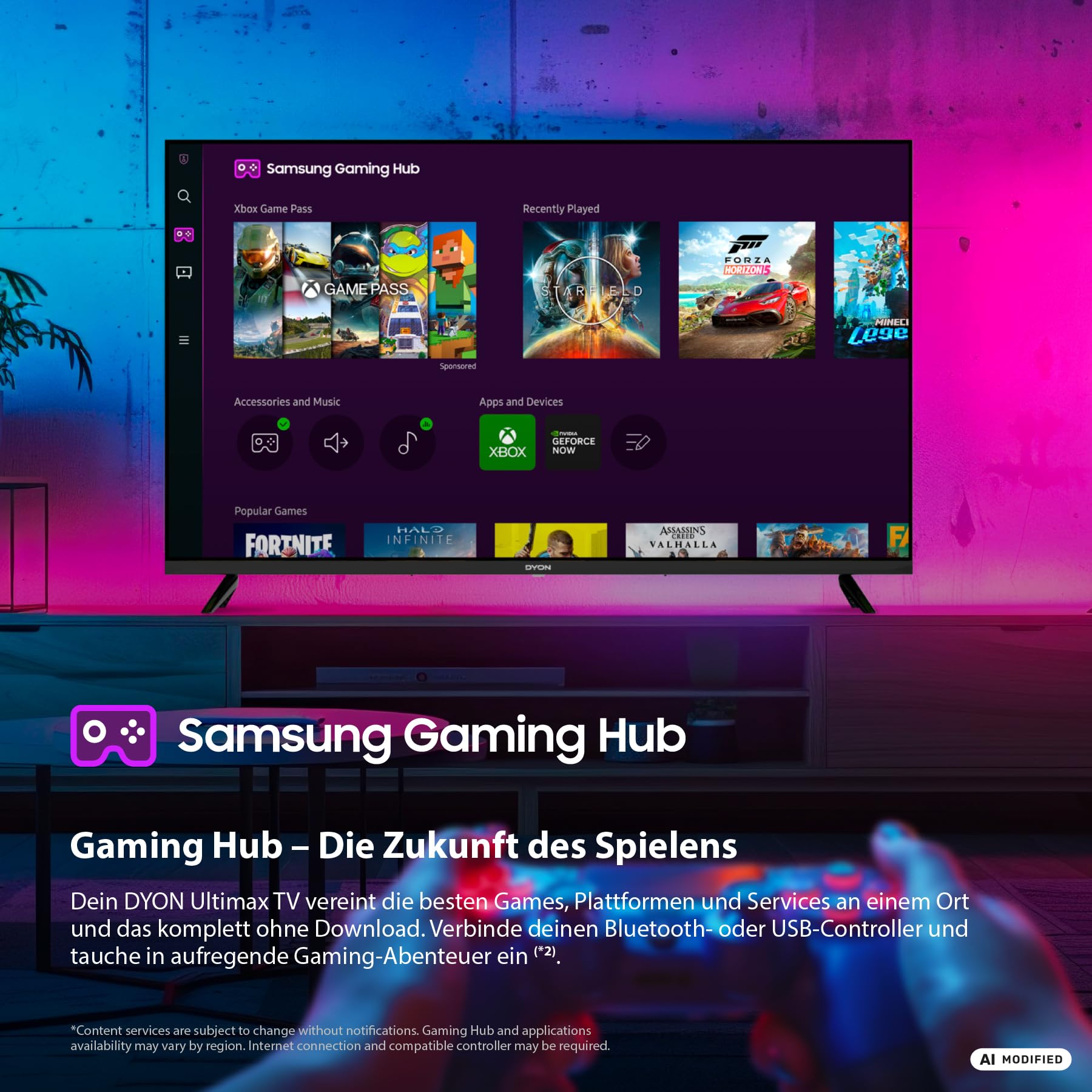 DYON ULTIMAX 32F-TI TV Full HD 32" (80 cm) (1080p, Smart TV, Tizen OS, triplo sintonizzatore (DVB-C/-S2/-T2), Samsung Smart & Gaming Hub, Prime Video, Netflix, Disney+), 2025