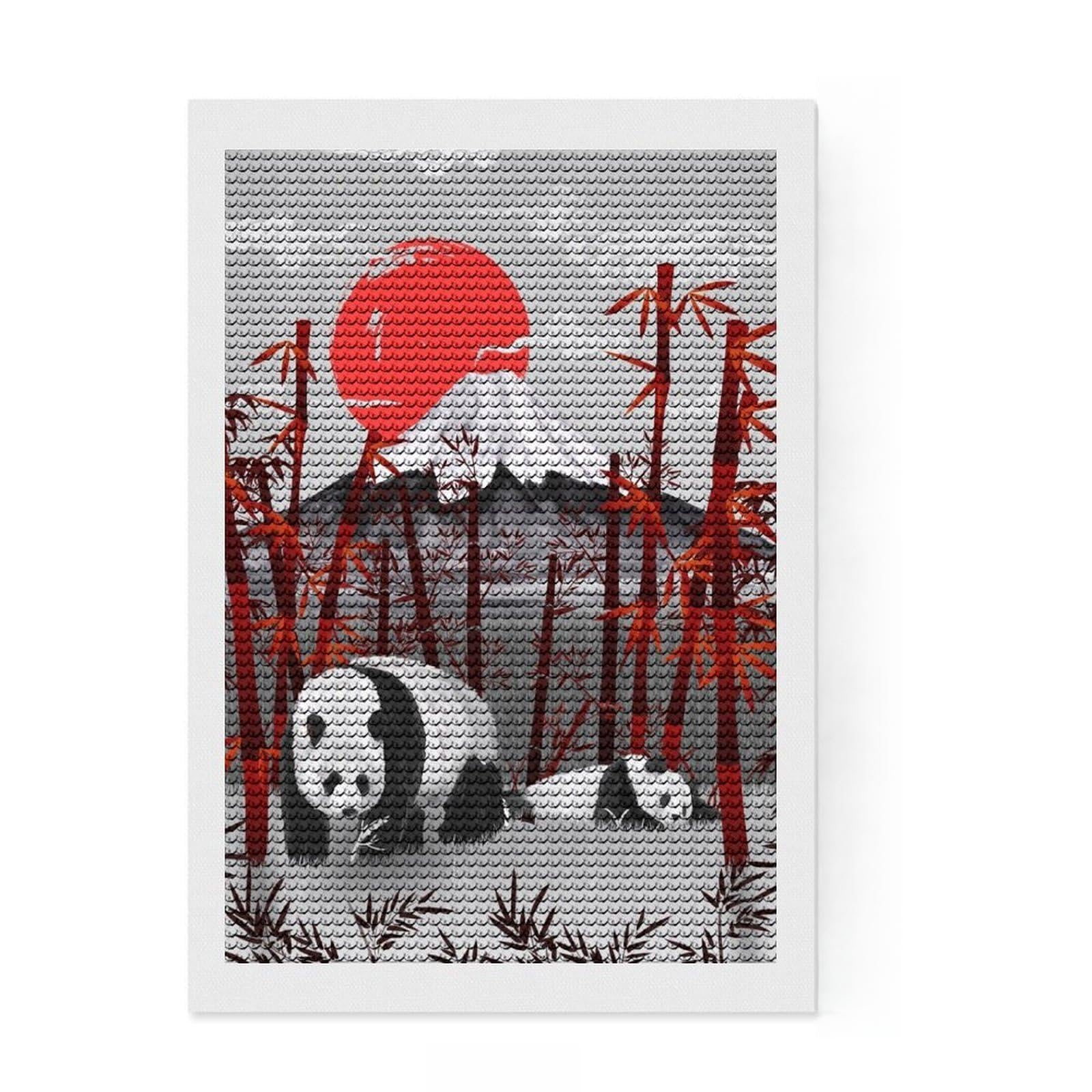 Junmoney Panda On Vacation Full Drill Diamond Painting Kit 8"x12", Birthday Gift, Vintage Style Decor, Modern Decor, Artistic Hobby