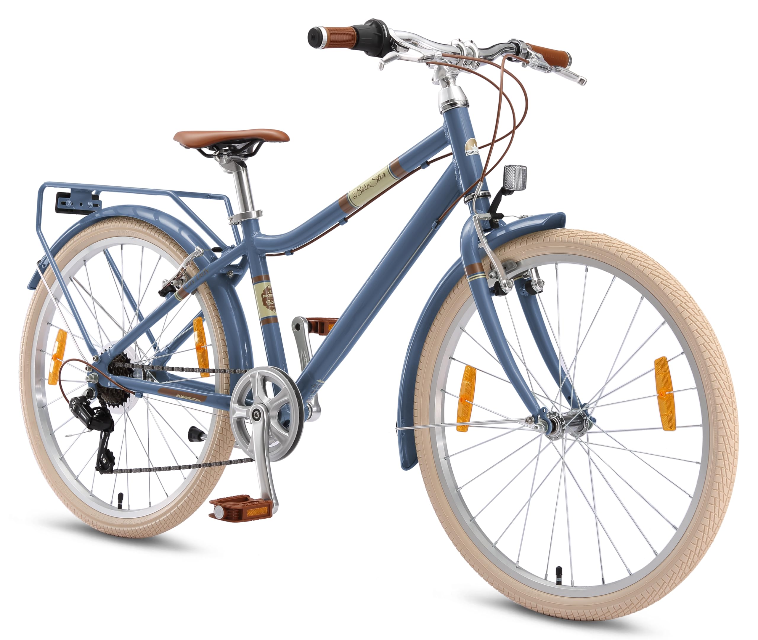 BIKESTAR Alu Kinderfahrrad ab 9-10 Jahre | 24 Zoll City Bike, 7 Gänge, V-Bremse | Risikofrei Testen