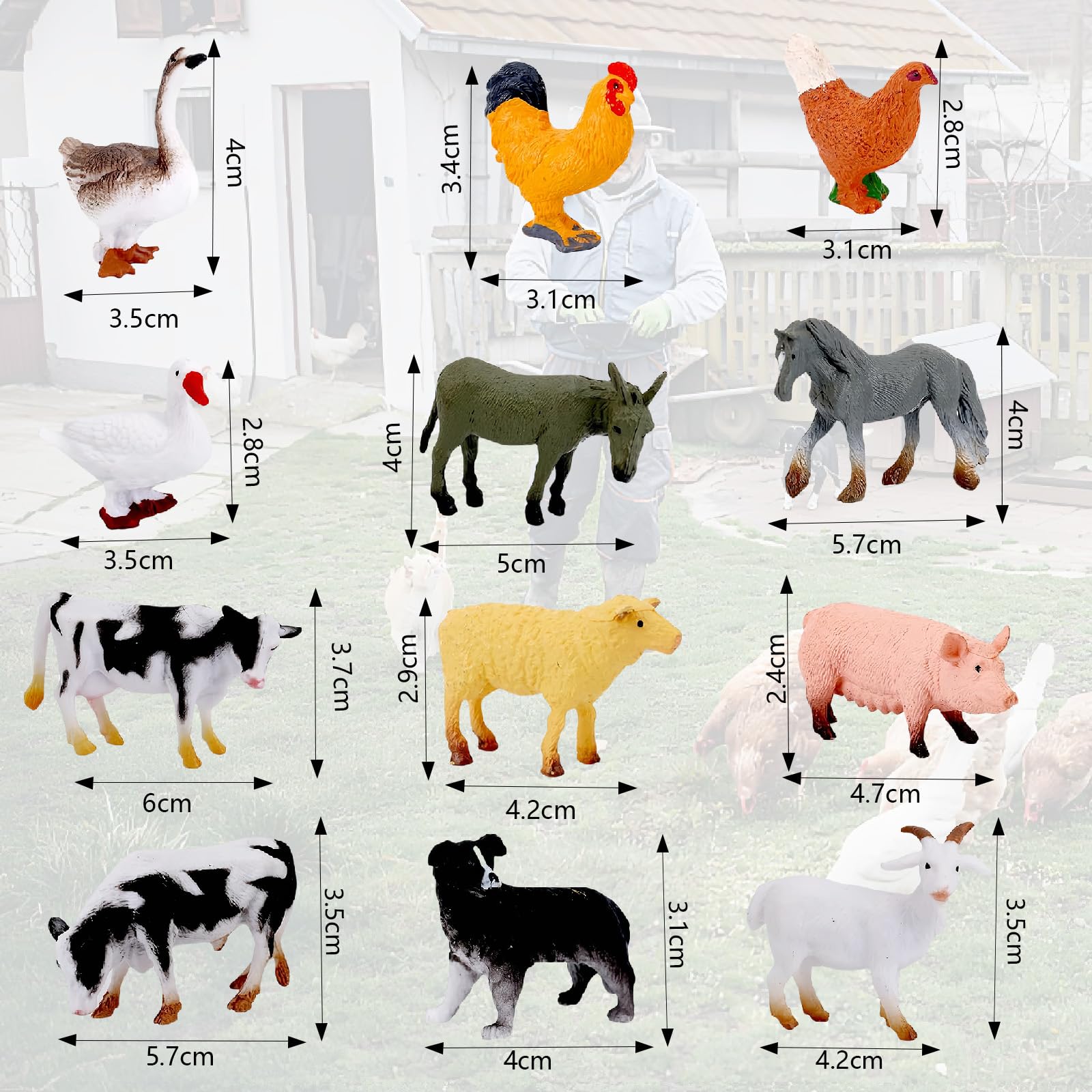 12 Pcs Farm Animal Toys - Image 2