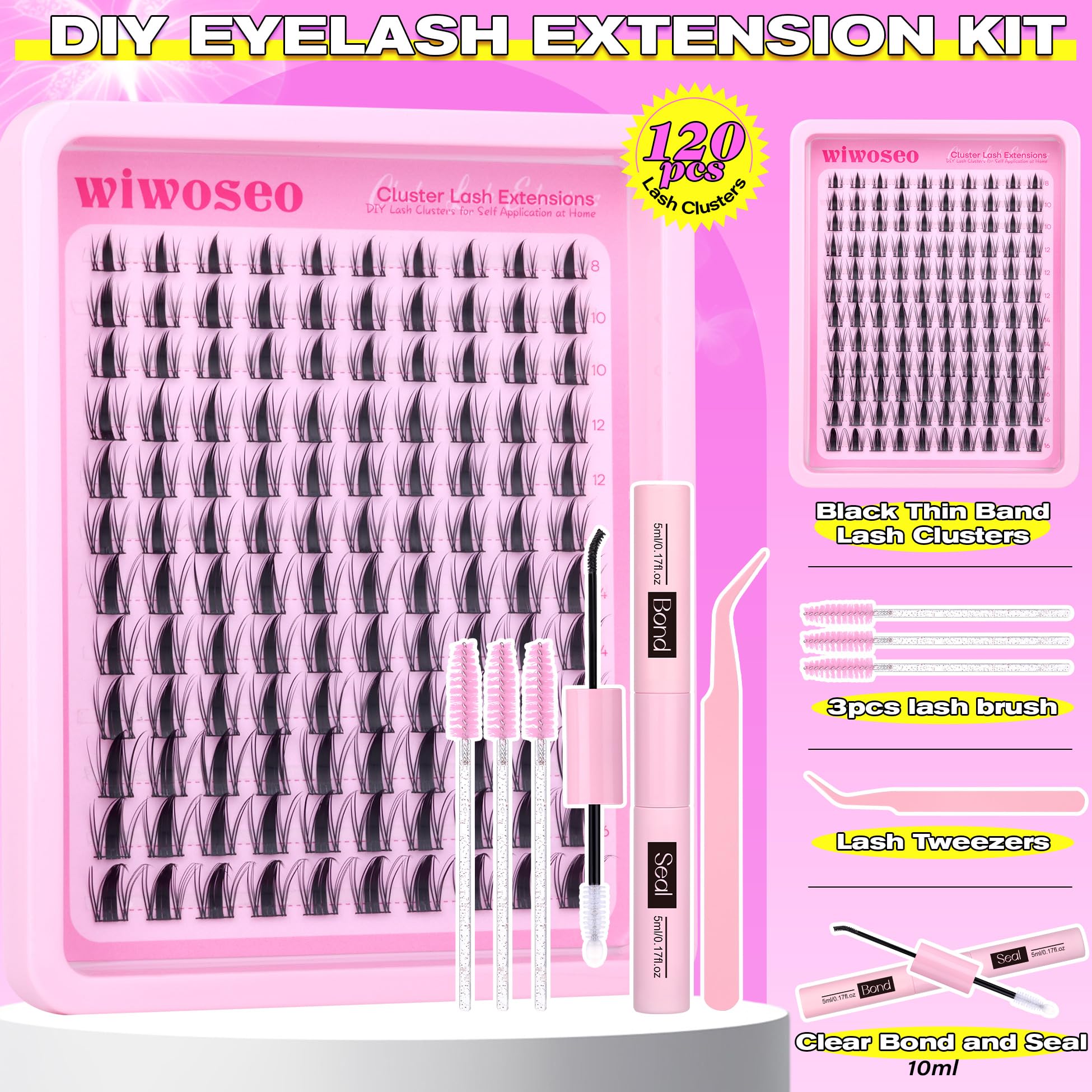 wiwoseo Manga Lash Clusters Kit Fairy Eyelash Extension Kit Anime Cluster Eyelash Extensions D Curl Lashes Clusters Spike Individual Lashes Natural Look with Lash Bond and Seal Waterproof (8-16MM) - Image 2
