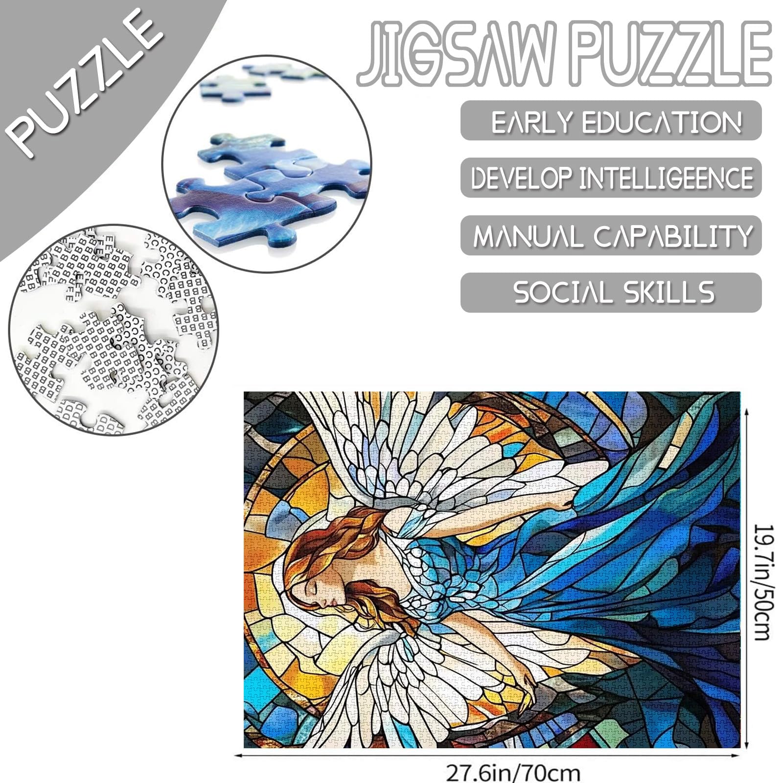 Angels Wings 1000 Piece Jigsaw Puzzles for Adults Women Puzzles Art Wall Decor DIY Puzzle Gifts Challenging Family Activity for Game Nights - Image 2