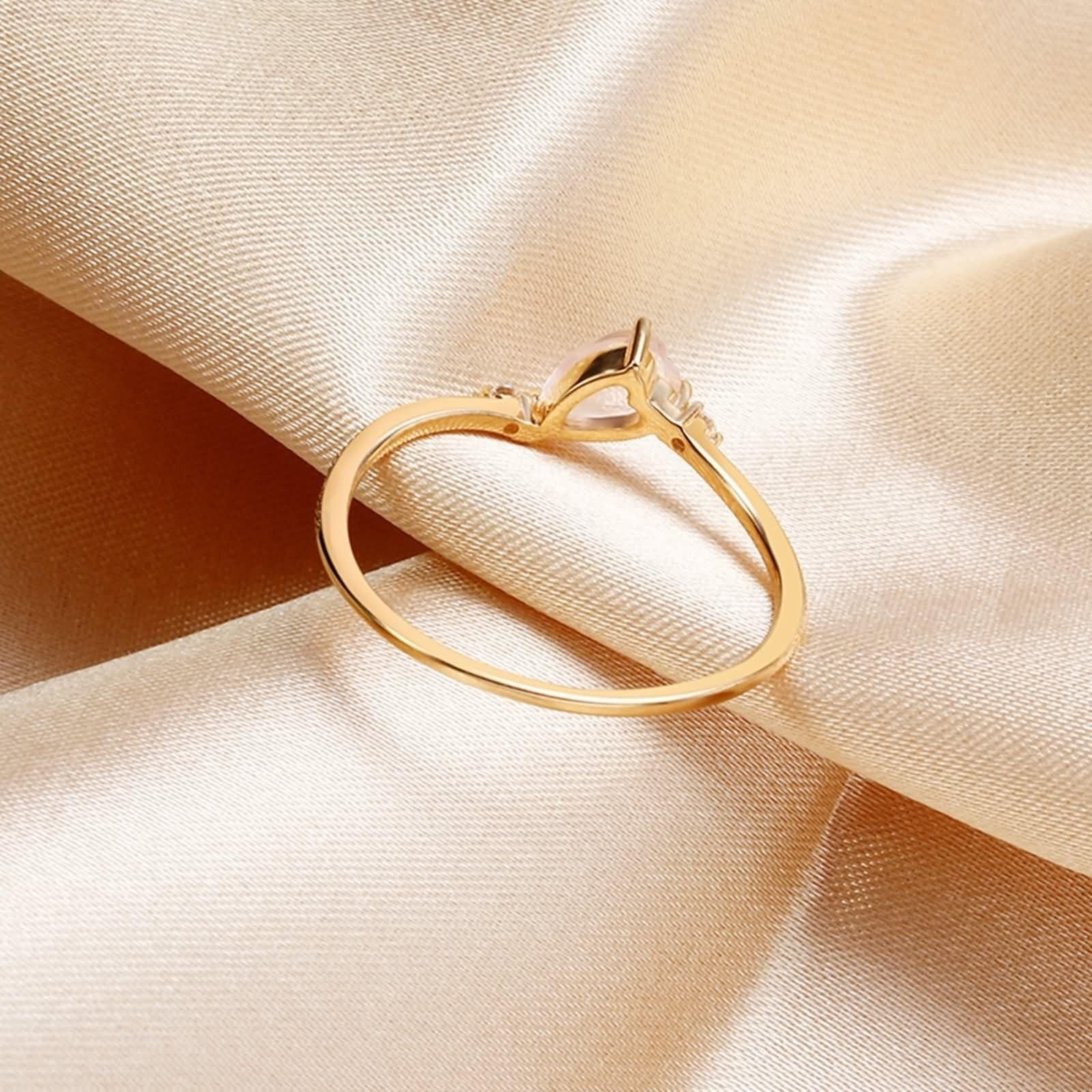 Beydodo Anillos de Boda Oro Rosa de 9 14 18 Kilates para Mujer con Corazón con Cristal y Moissanita, Anillos de Compromiso para Mujer Oro Rosa