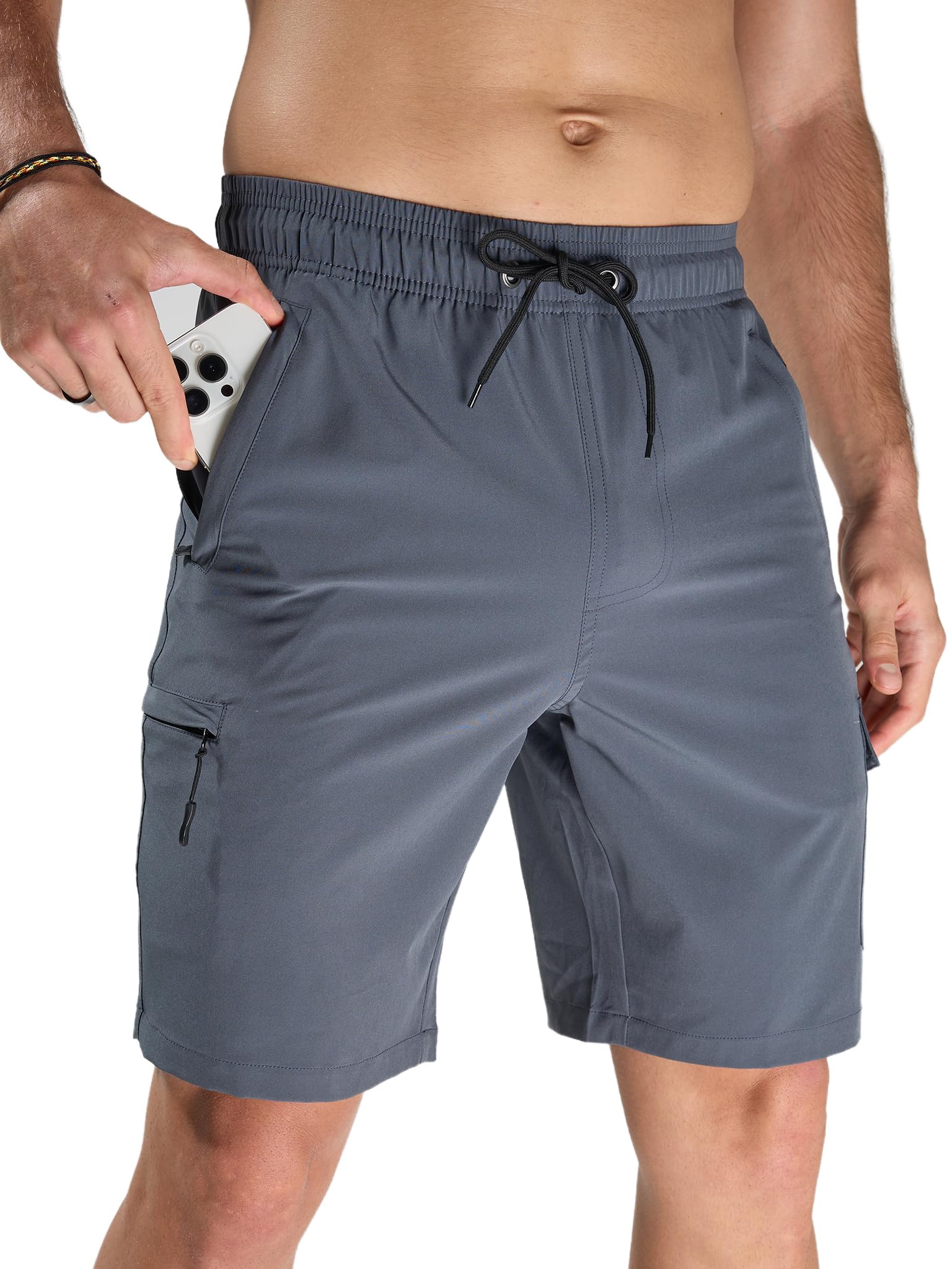 Arcweg Badehose Herren Cargo Shorts mit Reißverschlusstasche - Lange & Schnelltrocknende Badeshorts Schwimmhose ohne Innenfutter für Freizeit, Strand und Sport S-3XL