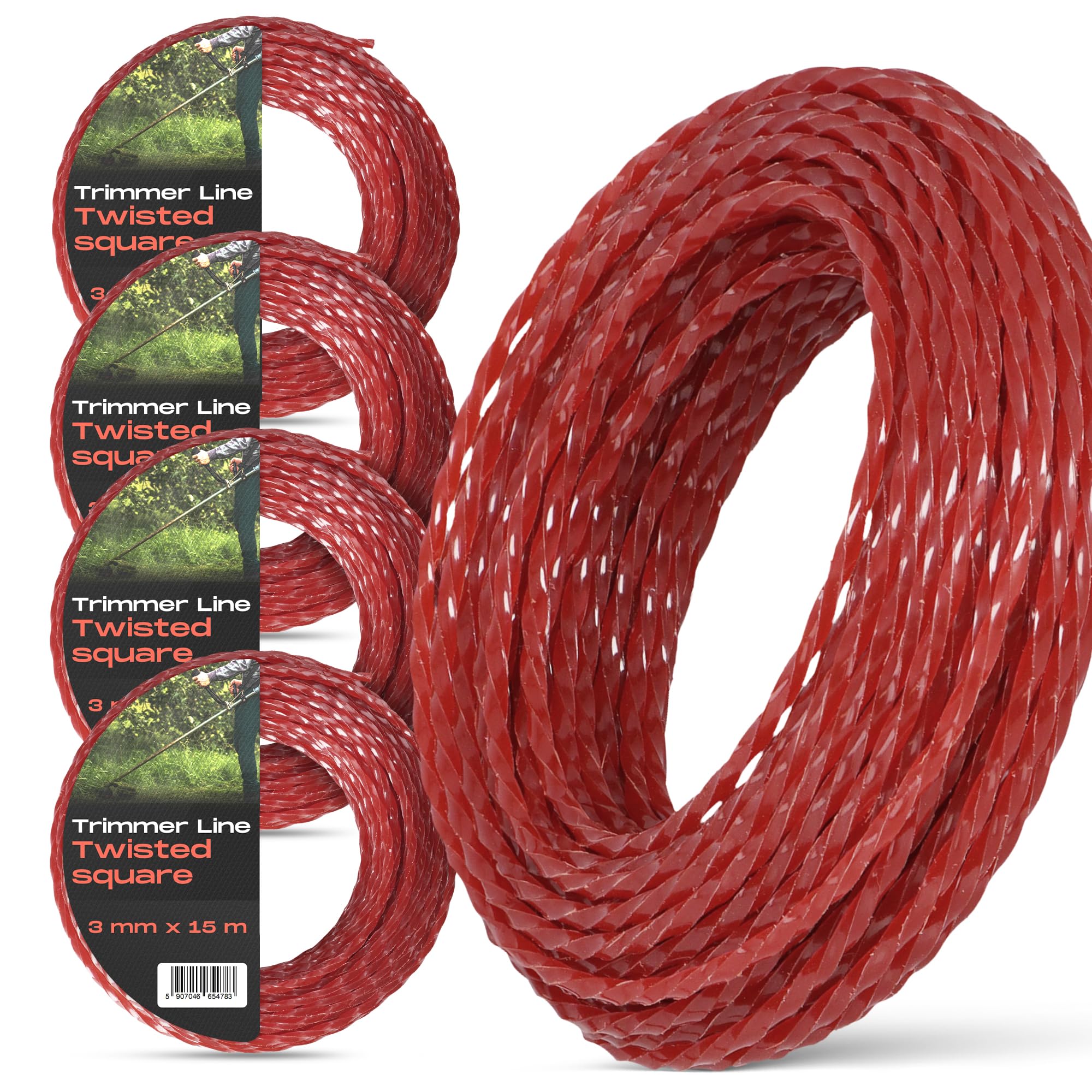 Instalguru 4X Hilo Desbrozadora 3 mm 15 m Nailon Trenzado Cuadrado Recambio Desbrozadora Hilo Corte Bordes Césped Jardín Maleza Resistente Bobina Recortadora Accesorios Exterior