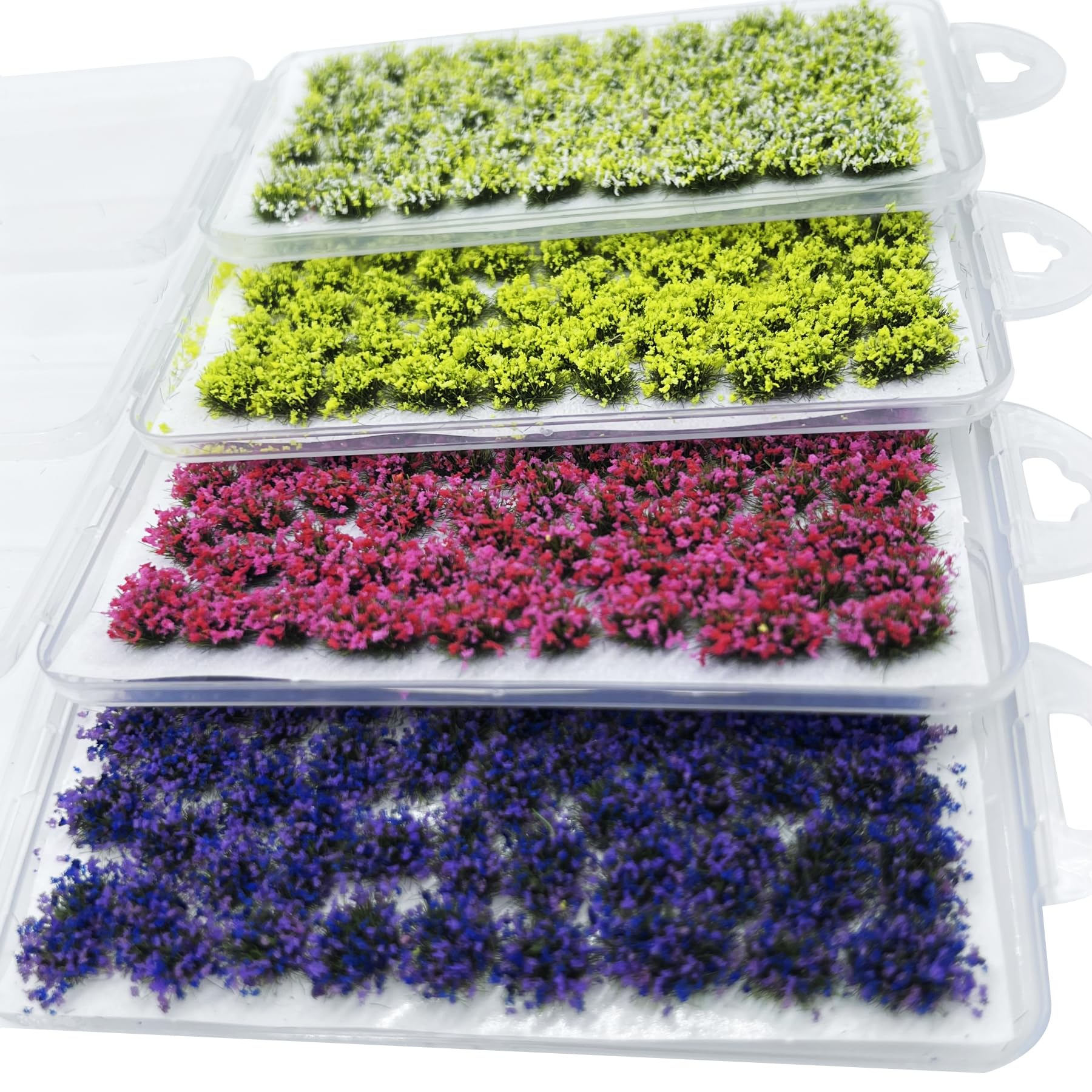 Woohome Miniature Colorful Flower Cluster, Multi Sizes Static Grass Tuft Model Grass Tufts Flower Vegetation Groups Static Grass Tufts for DIY Model Train Landscape Railroad Scenery (4A) - 5