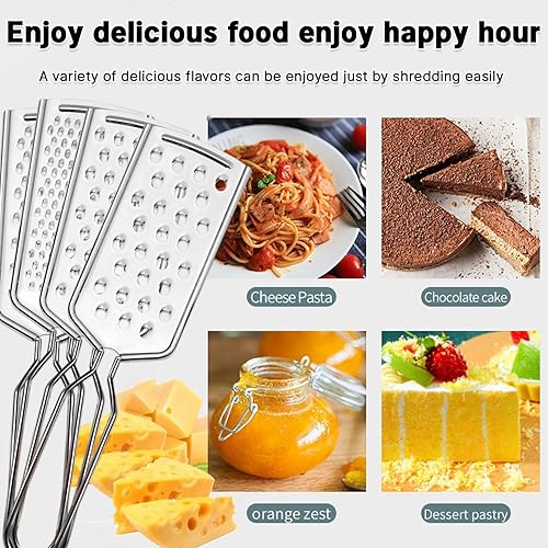 Miniatura 5 de 4 ralladores de queso, trituradora de queso de acero inoxidable, cortador de verduras de limón para utensilios de cocina (4 caras)