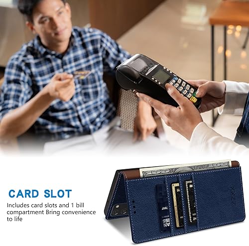 Miniatura 5 de ZZXX Funda tipo cartera para Samsung Galaxy Note 20 con bloqueo RFID, soporte de ranura para tarjetas, funda protectora de cuero magnético fuerte
