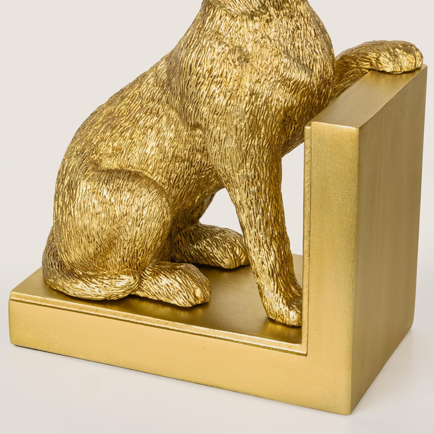 Dog Decorative Bookends, Beagle Dog Book Ends for Shelves, Bookends for Heavy Books with Anti-Slip Base Resin Book Stoppers for Home Office Decor (Gold)