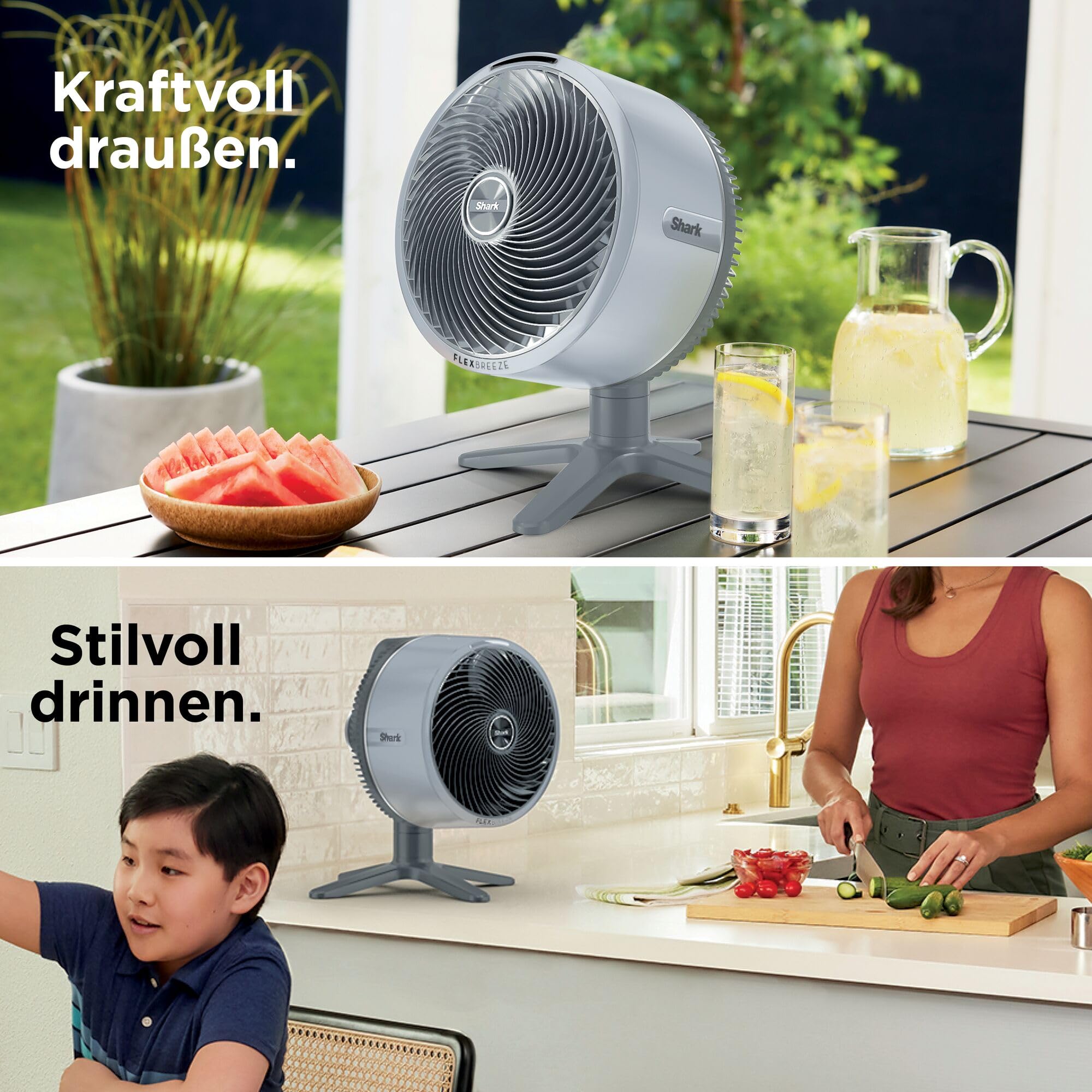 Shark FlexBreeze TableMate Akku-Ventilator, 24h Laufzeit, Hochgeschwindigkeits-Kühlung, 20 m Reichweite, 5 Geschwindigkeiten, Oszillation, Fernbedienung FA150EU
