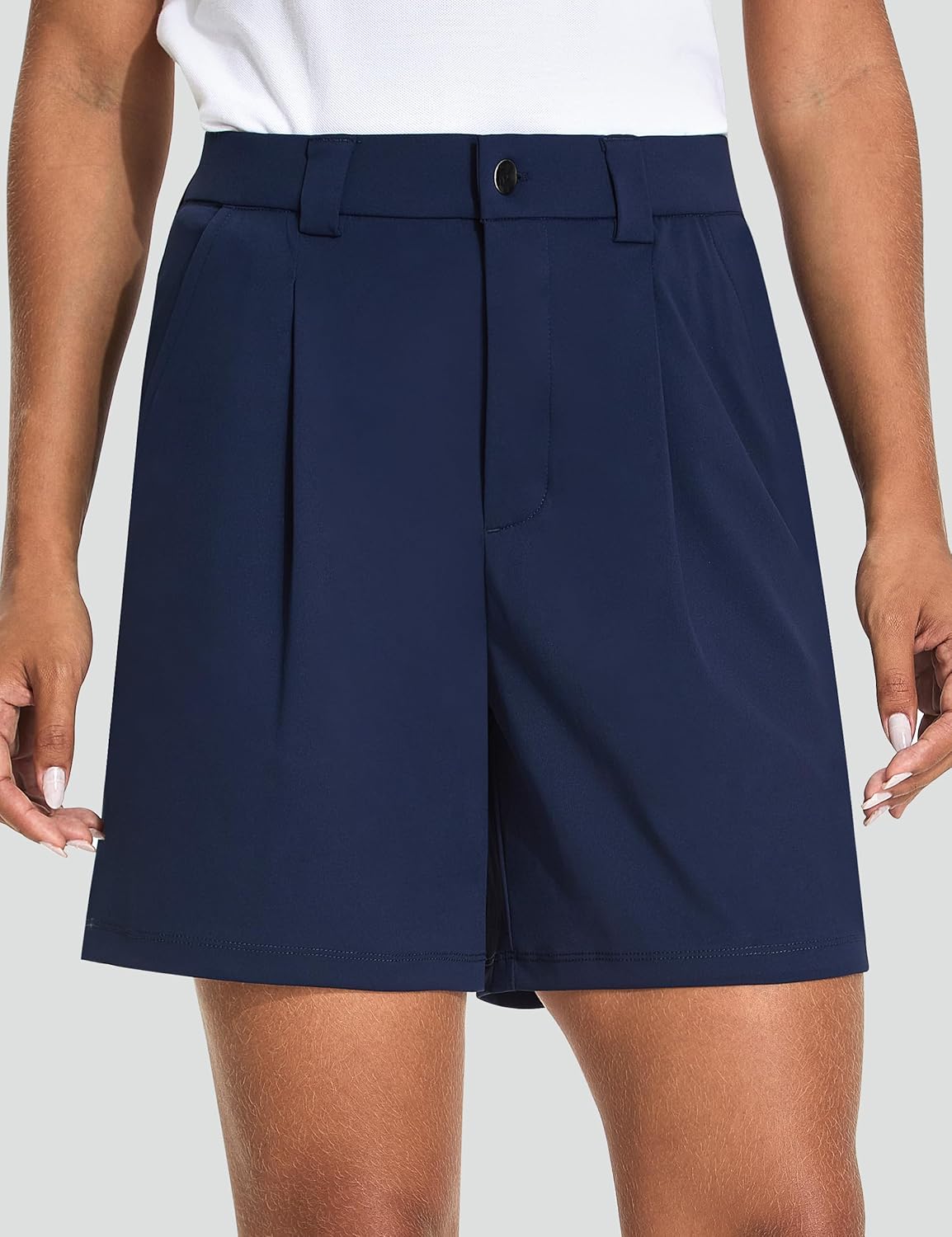 KPSUN Womens 5" Golf Dressy Shorts Stretchy Lightweight Short with Pockets Button Closure for Casual Summer Work