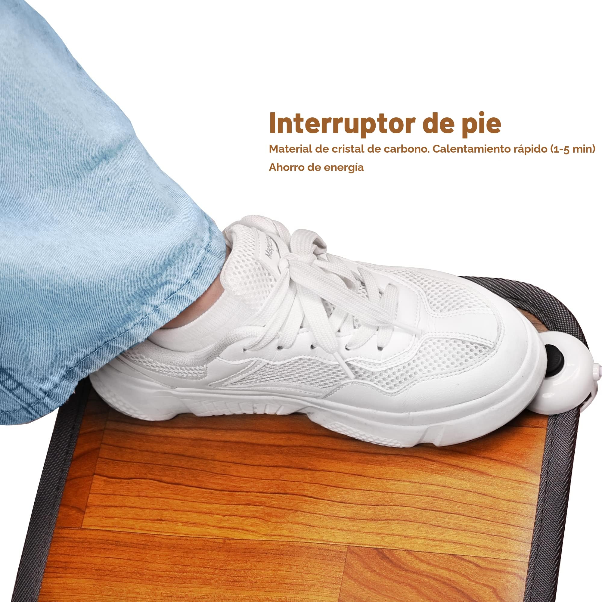 Alfombrilla con calefacción, 230 V, suelo radiante con calentador de pies eléctrico, 50 x 30 cm Se puede utilizar en la oficina o en casa Calefacción con almohadilla térmica de cristal de carbono