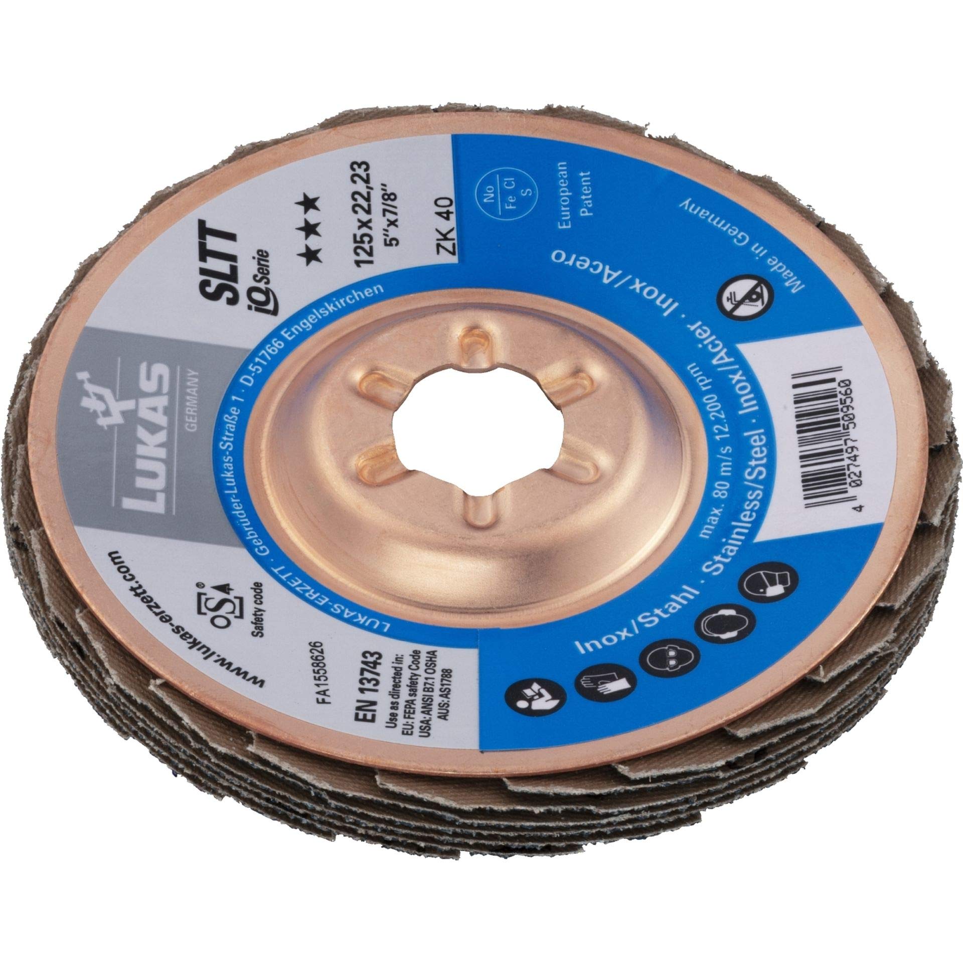 10x LUKAS Fächerscheibe Fächerscheiben Schleifscheibe SLTT Ø 125 mm Korn 40