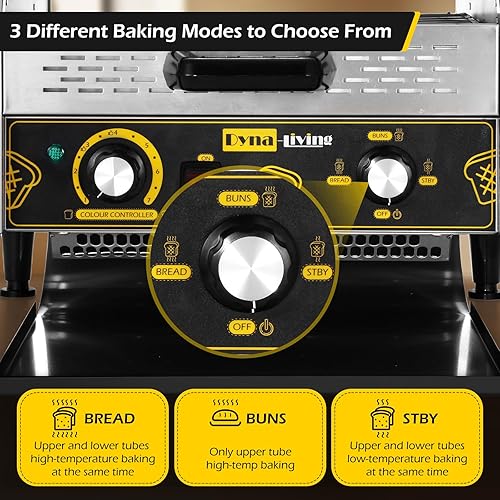 Miniatura 3 de Dyna-Living Tostadora de restaurante comercial 450 rebanadasH Horno tostador transportador 110 V 2600 W tostadoras giratorias de acero inoxidable de