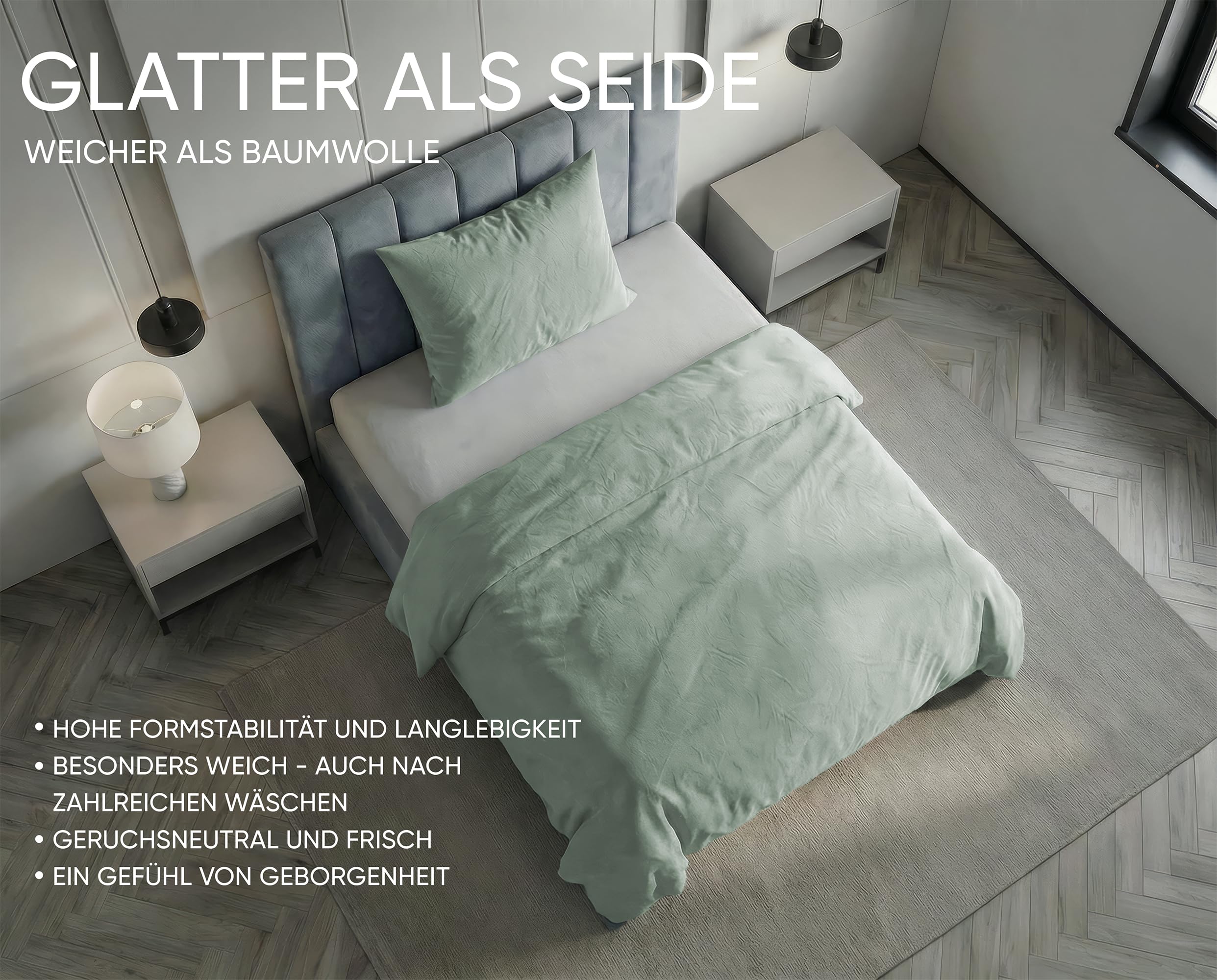 jilda-tex Premium Tencel™ Lyocell Bettwäsche Set 135x200 cm – Stonewashed, superweich, hypoallergen & atmungsaktiv – Oeko-TEX® Made IN Green Zertifiziert (Salbeigrün, 1 TLG. 80x80cm)