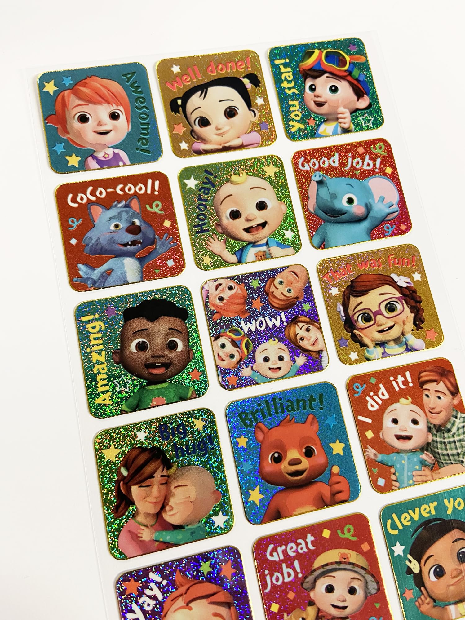 Paper Projects CoComelon Mega Pack Adesivi Ufficiali - 3 Tipi: Foglio A4, Laminato E Singoli, Per Decorazione E Scrapbooking