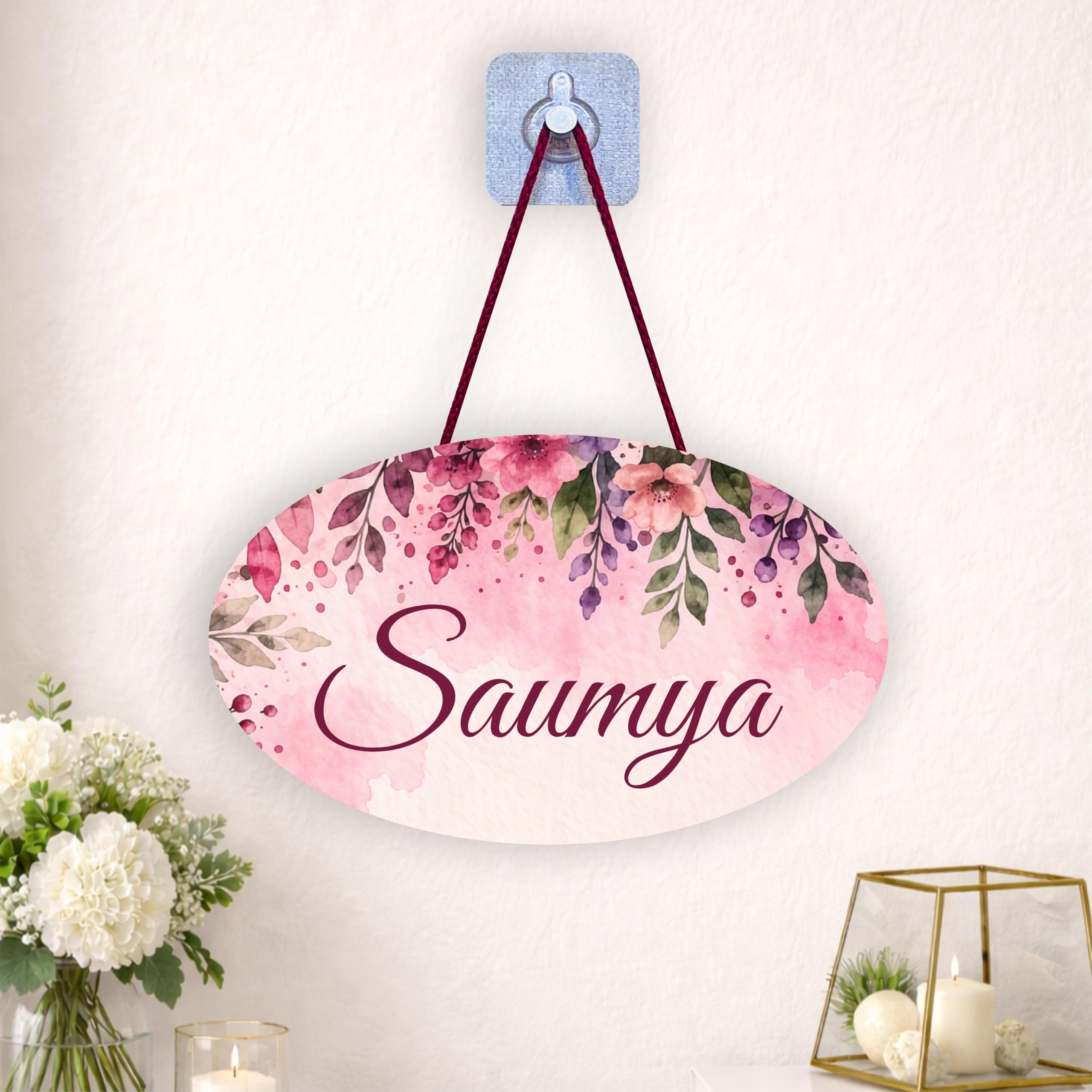 Personalized Name Plate for Door | Custom Wooden Name Board | Aesthetic Floral Wall Decor | Room Door Name Sign | Customized Wall Hanging | Home Decoration Gift-image-42