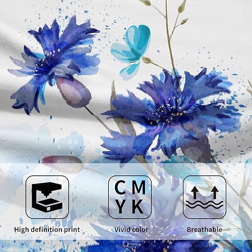 Miniatura 3 de Giwawa Toallas de Mano Azules Florales Toallas de Baño Acuarela Margarita Juego de 2 Toallas de Baño Suave Absorbente Toalla de Cocina Toalla de