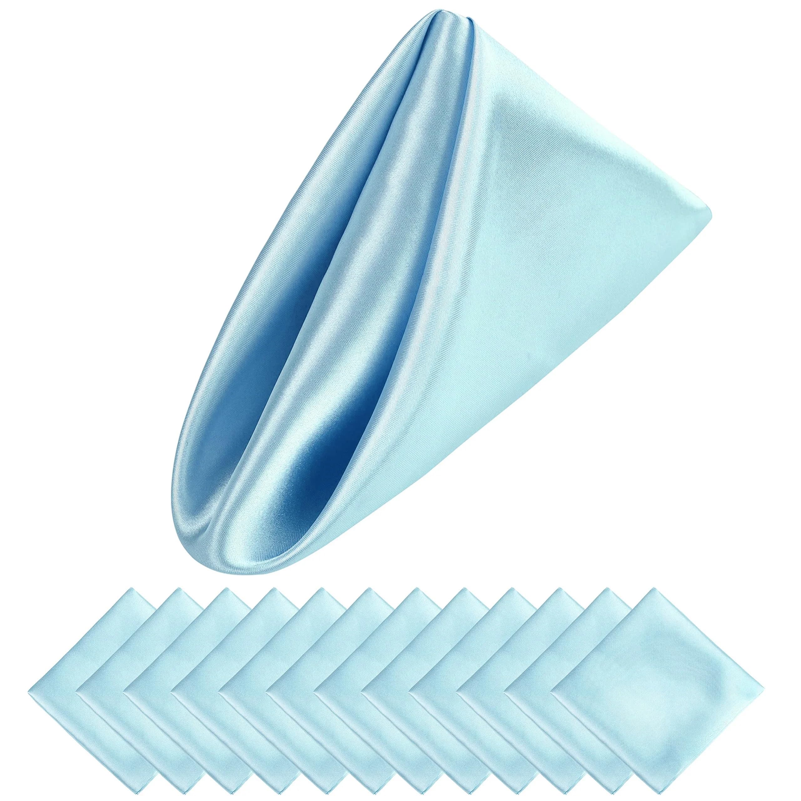 Cloth Dinner Table Napkins, Square Dinner Table Satin Napkins 15.7 inch Multicolor 16 Pcs(Sky Blue)