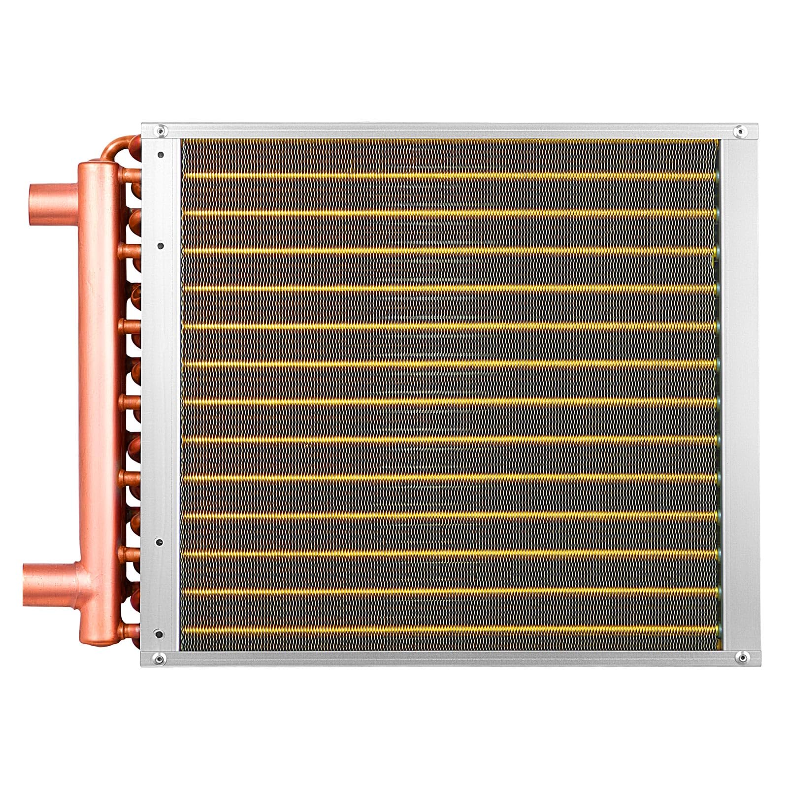 VEVOR Serpentín de Intercambio de Calor de 356 x 356 mm, Intercambiador de Calor Aire-Agua con Aletas de Aluminio y Tubos de Cobre, Capacidad 65000 BTU/h para Hornos, Refrigeración, Calefacción, HVAC
