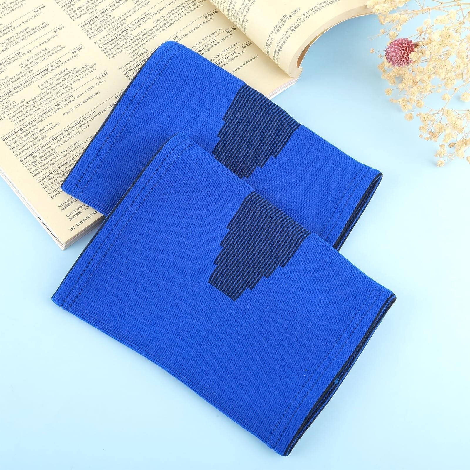Ginocchiera Ginocchiere, Traspiranti, Elastiche, morbide, Adatte per Basket, pallavolo Tutore Ginocchio(Blue,Large)