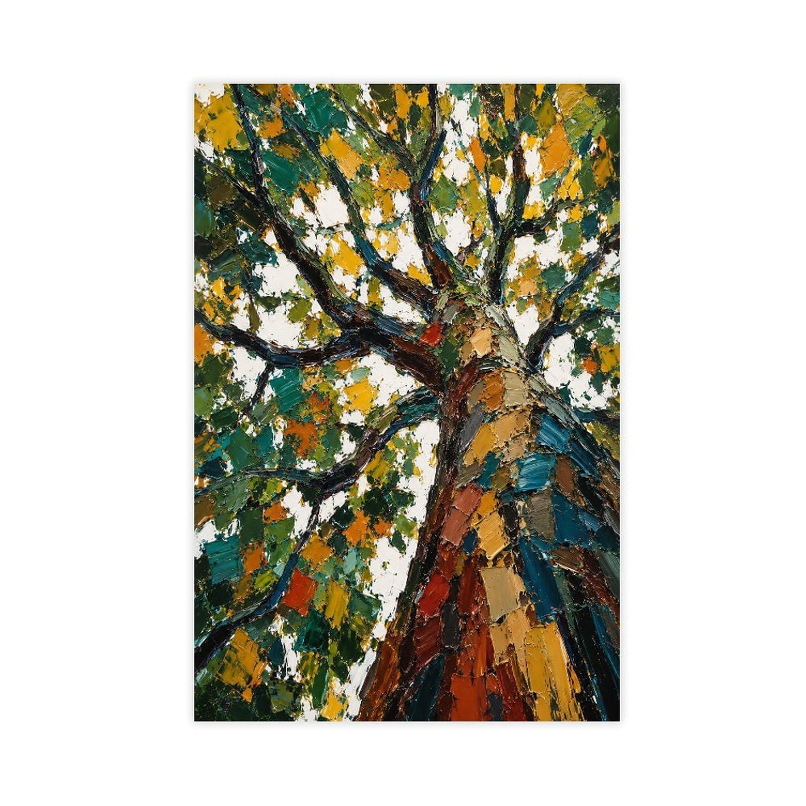 W7c8u2x3 Unframe-Style-3 Autumn Dot Tree Canvas Wall Art, Pointillist Bedroom
