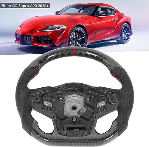Miniatura 7 de Volante, fibra de carbono automotriz Racing Nappa Perfo ed cuero apto para GR Supra A90 2020+
