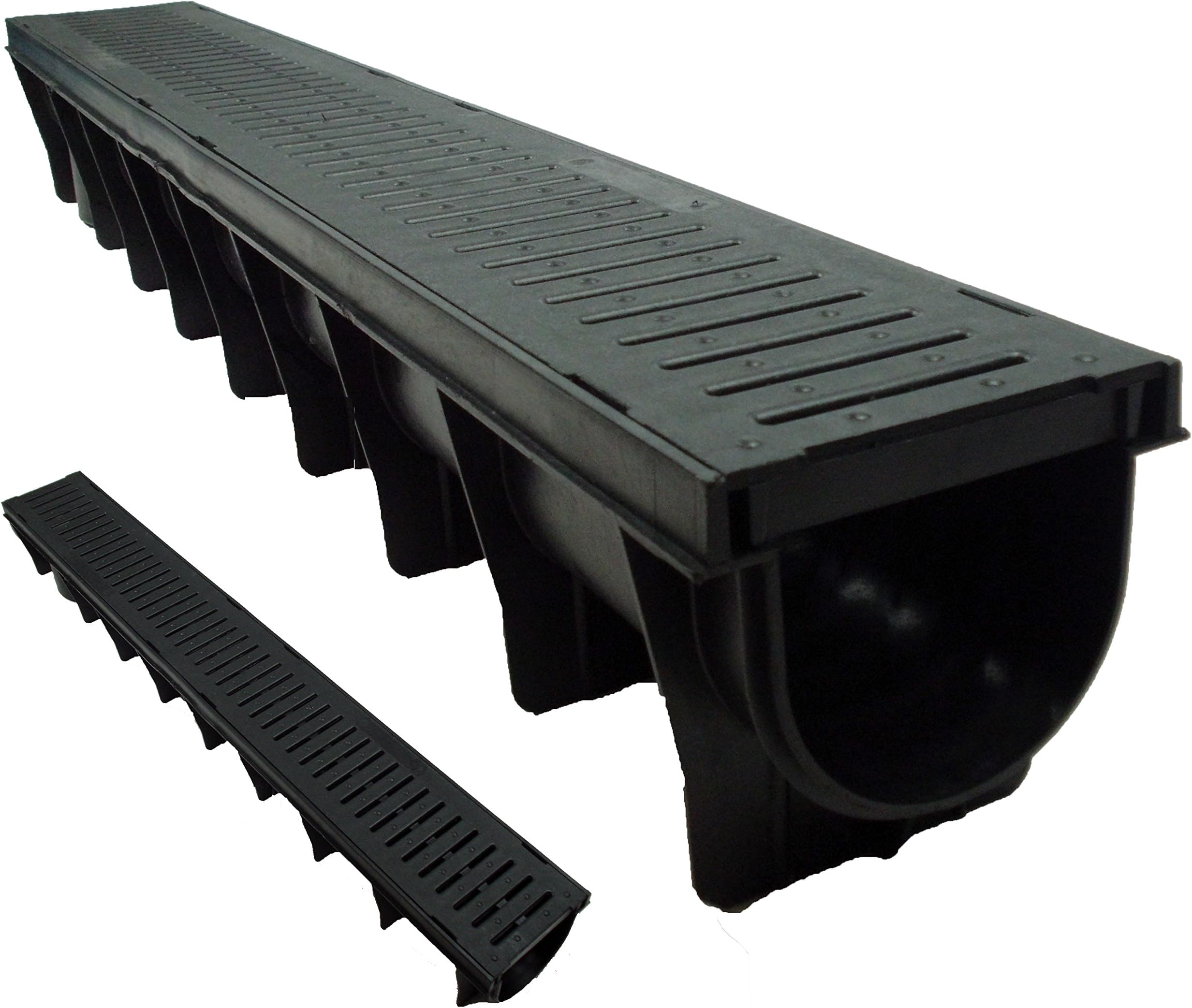 8 x Drain Channel Deep Drainage Plastic PVC Heavy Duty for Water Rain Storm Shower Wetroom Garden Driveway 1m