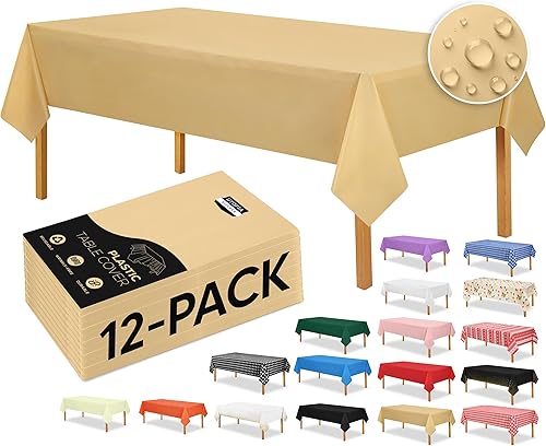 Miniatura 32 de Utopia Kitchen Paño de Mesa de Plástico Desechable (Paquete de 12 - 54 x 108 pulgadas) Blanco con Puntos Dorados Rectangular Paño de Mesa Puntos de
