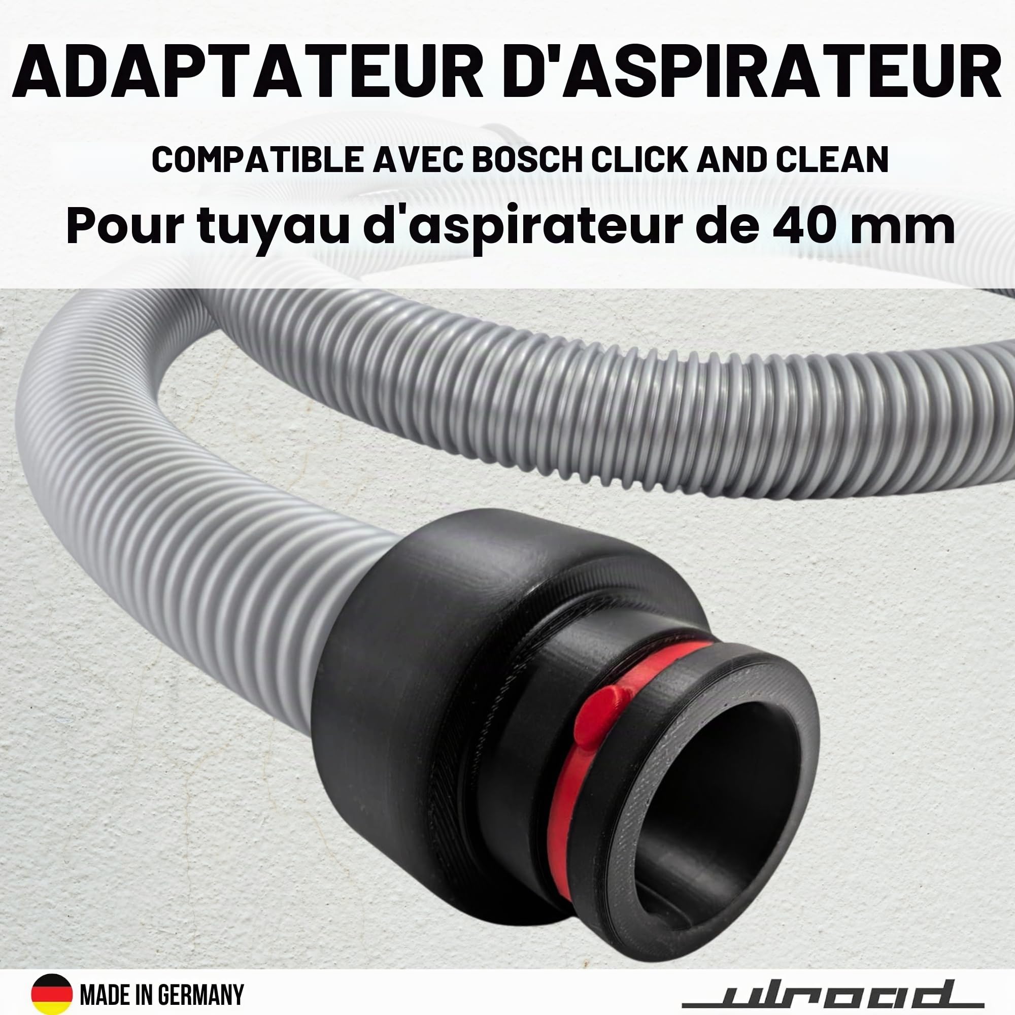 Compatible avec Bosch Click and Clean MALE C35 - Adaptateur pour tuyau de 40 mm - Filetage NW40 - Accessoire pour aspirateur eau et poussière industriel