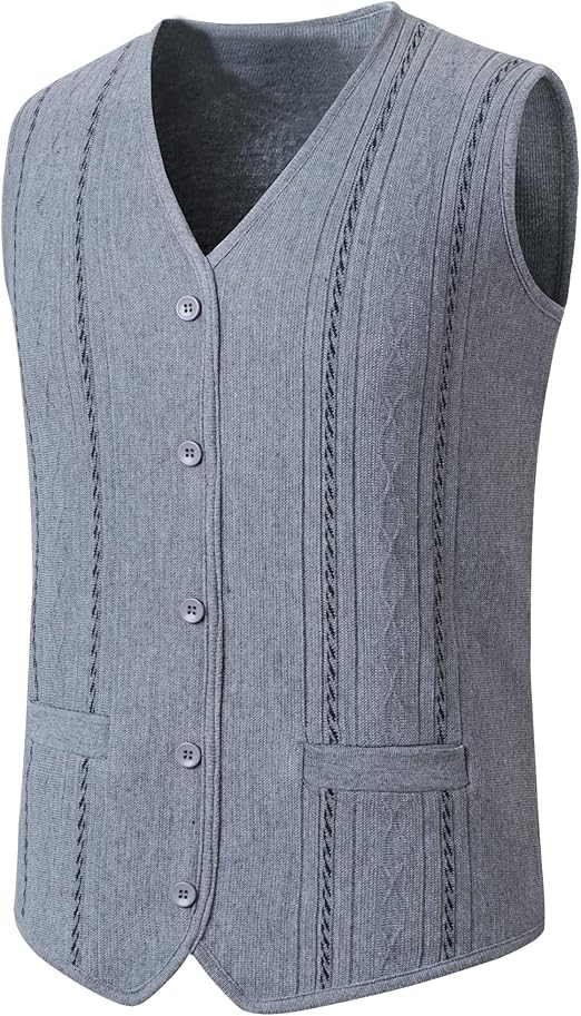 Sunma Homme Rétro Pulls Et Gilets Tricotés Sans Manche Col V Épaissir Chaud Gilet Gentleman Débardeurs