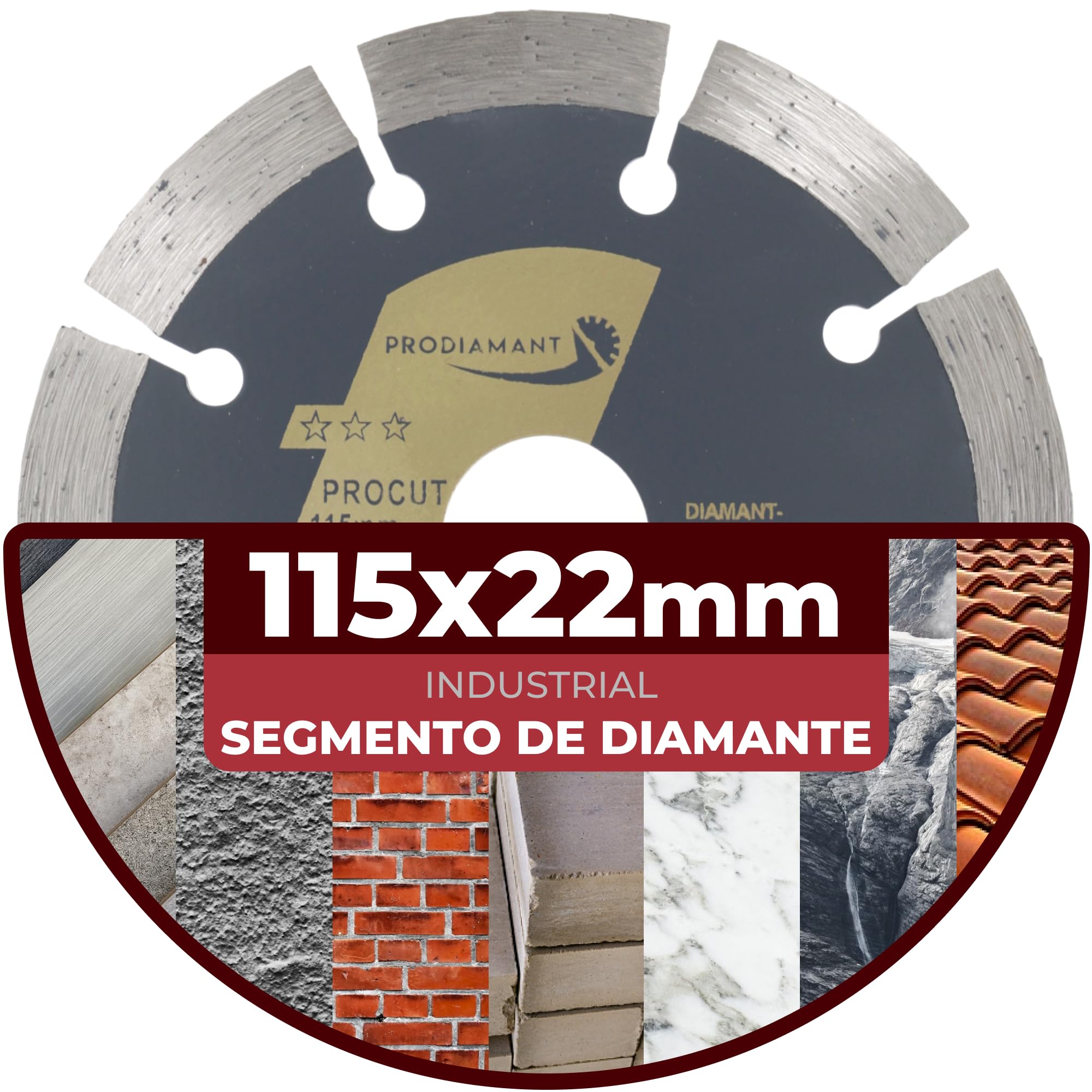 PRODIAMANT disco de corte de diamante universal 115 x 22,2 mm hormigón, piedra, ladrillo Disco de diamante 115mm segmento 10mm