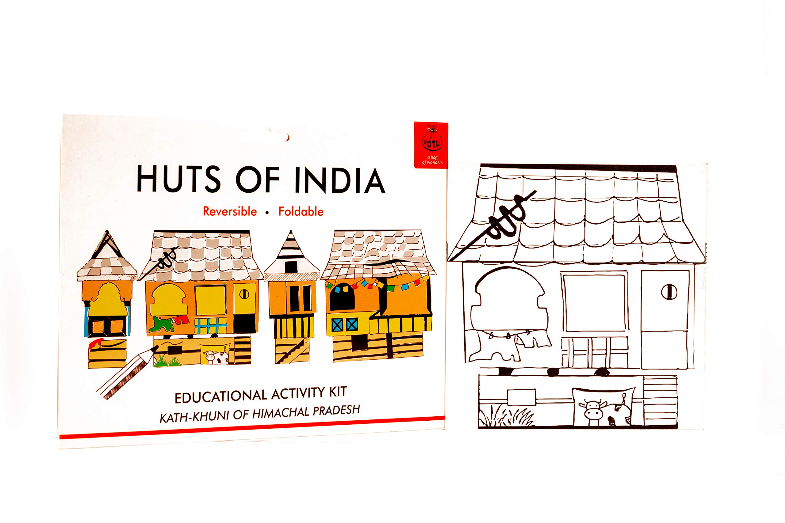 POTLI A bag of wonders DIY Colouring kit for children I HUTS OF INDIA - Kath Kuni house of Himachal Pradesh I For 7 + years I Learning and Educational Activity I Birthday Return Gifts I Art and Craft for Girls and Boys