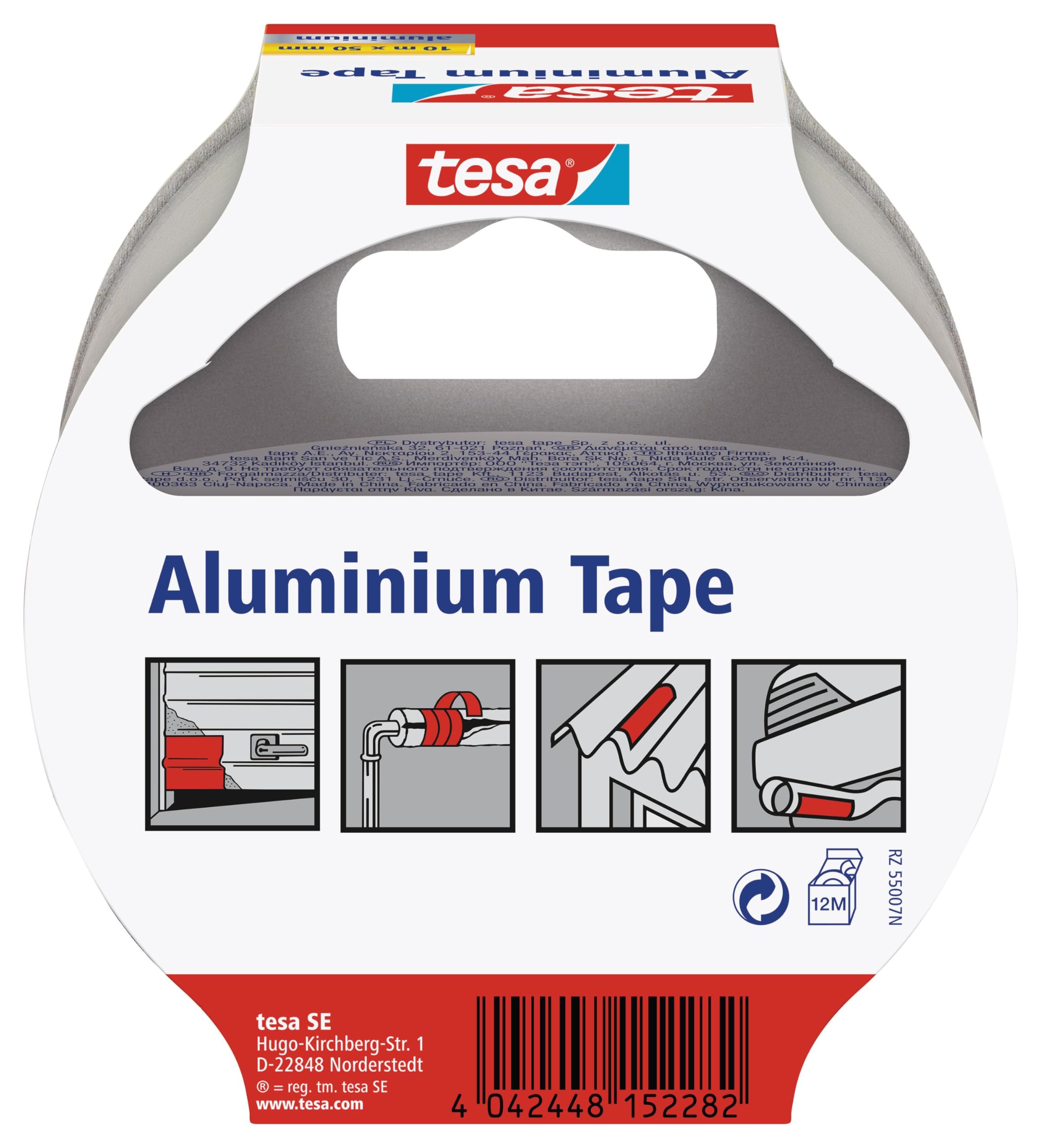 tesa Aluminiumband, selbstklebend, 10m x 50mm, Silber (10 Rollen)