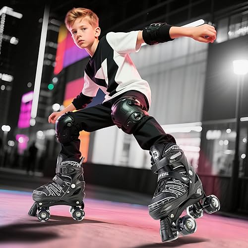 Miniatura 6 de SULIFEEL Patines ajustables para niños de 3 a 5 años, 5 a 8, 6 a 12 años, con 4 tamaños de ruedas ajustables iluminadas, el mejor regalo para niños