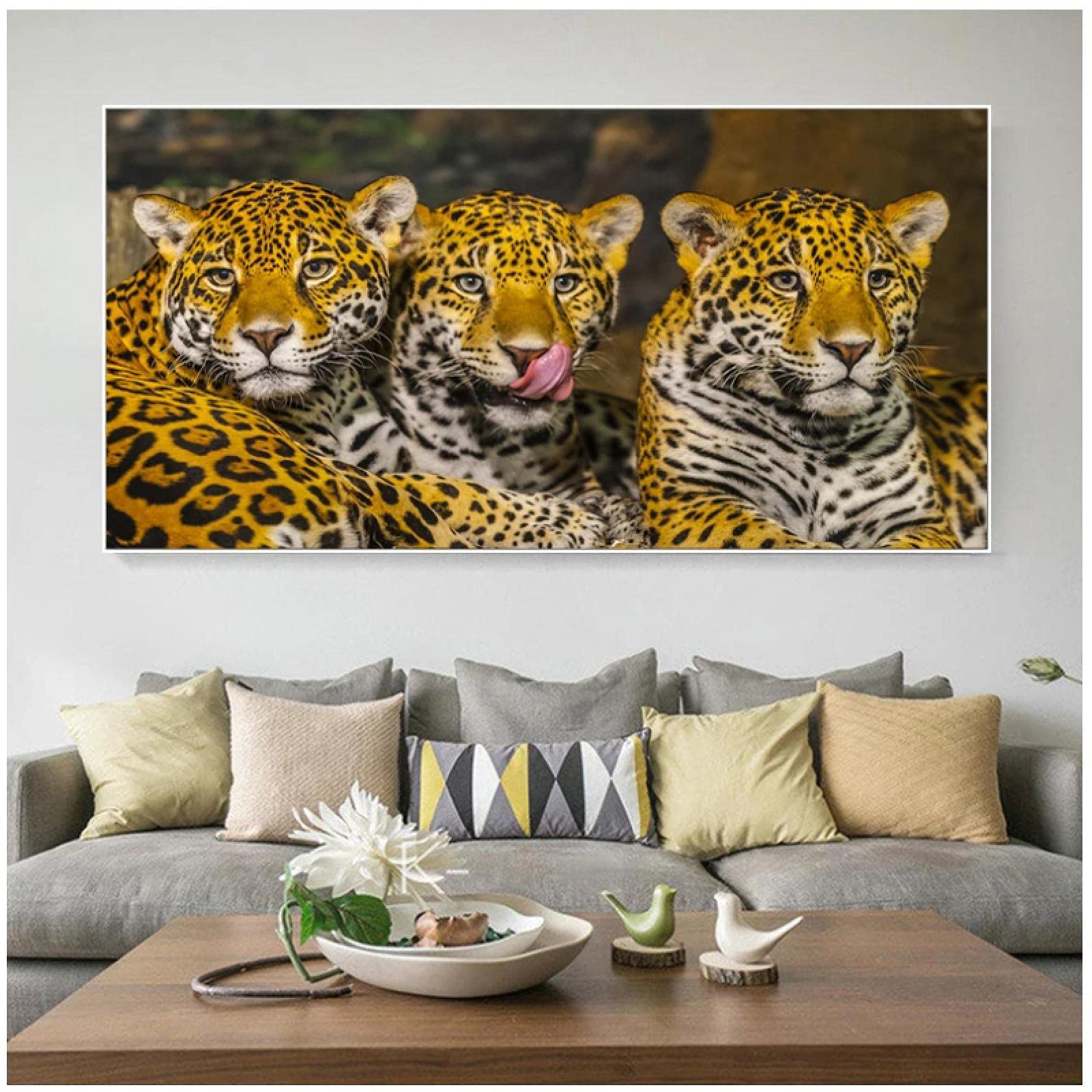 ジャガー 親子 絵画 アートパネル Amazon｜キャンバスに印刷かわいいジャガー家族のポスターと写真野生
