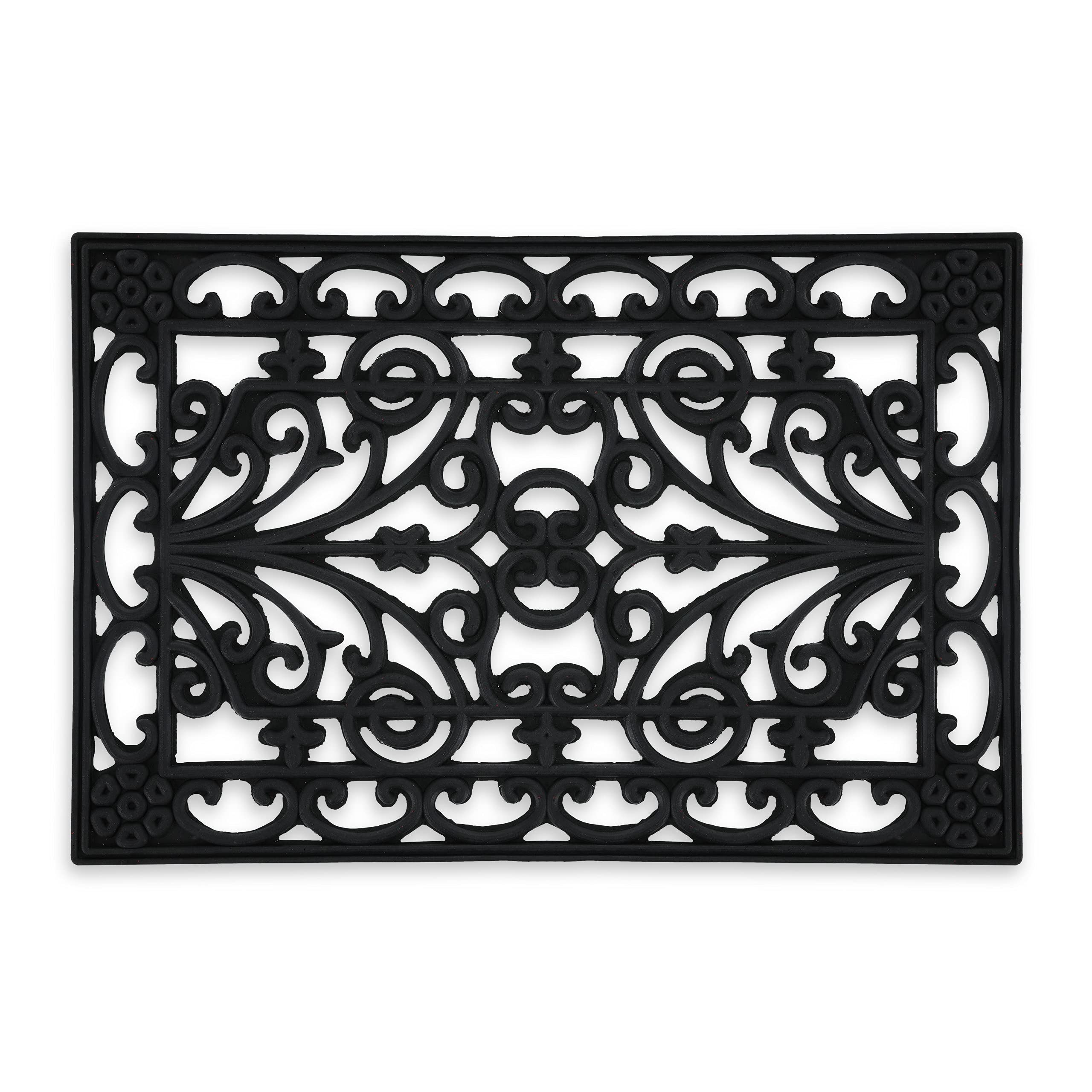 Relaxdays Paillasson Caoutchouc Felpudo Goma, 40 x 60 cm, Alfombra para la Entrada de Casa, Antideslizante, Resistente a la Intemperie, Negro, Caucho, 1 Pieza
