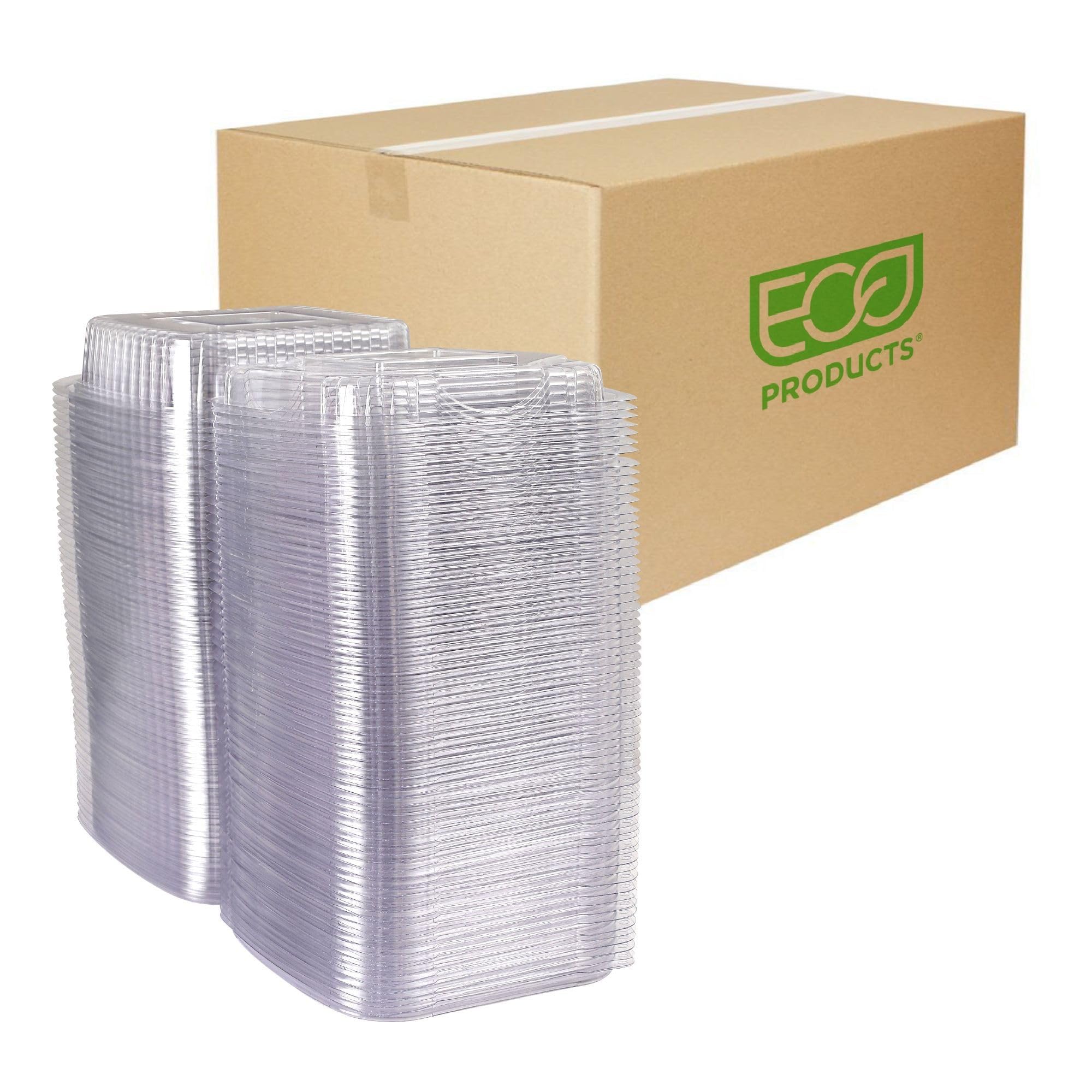 Eco-Products Compostable 8" Clear PLA Plastic Clamshell To Go Containers by ECO PRODUCTS – 8"x8", 8.0 fluid_ounces, PLA Plastic, Clear, Pack of 160