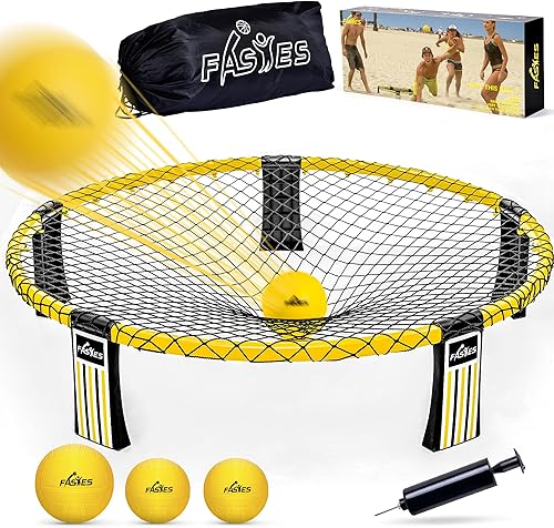 Fastes Juego de pelota de red redonda con bolsa de transporte, juego de pelota de playa de red redonda para jugar en interiores y exteriores, patio