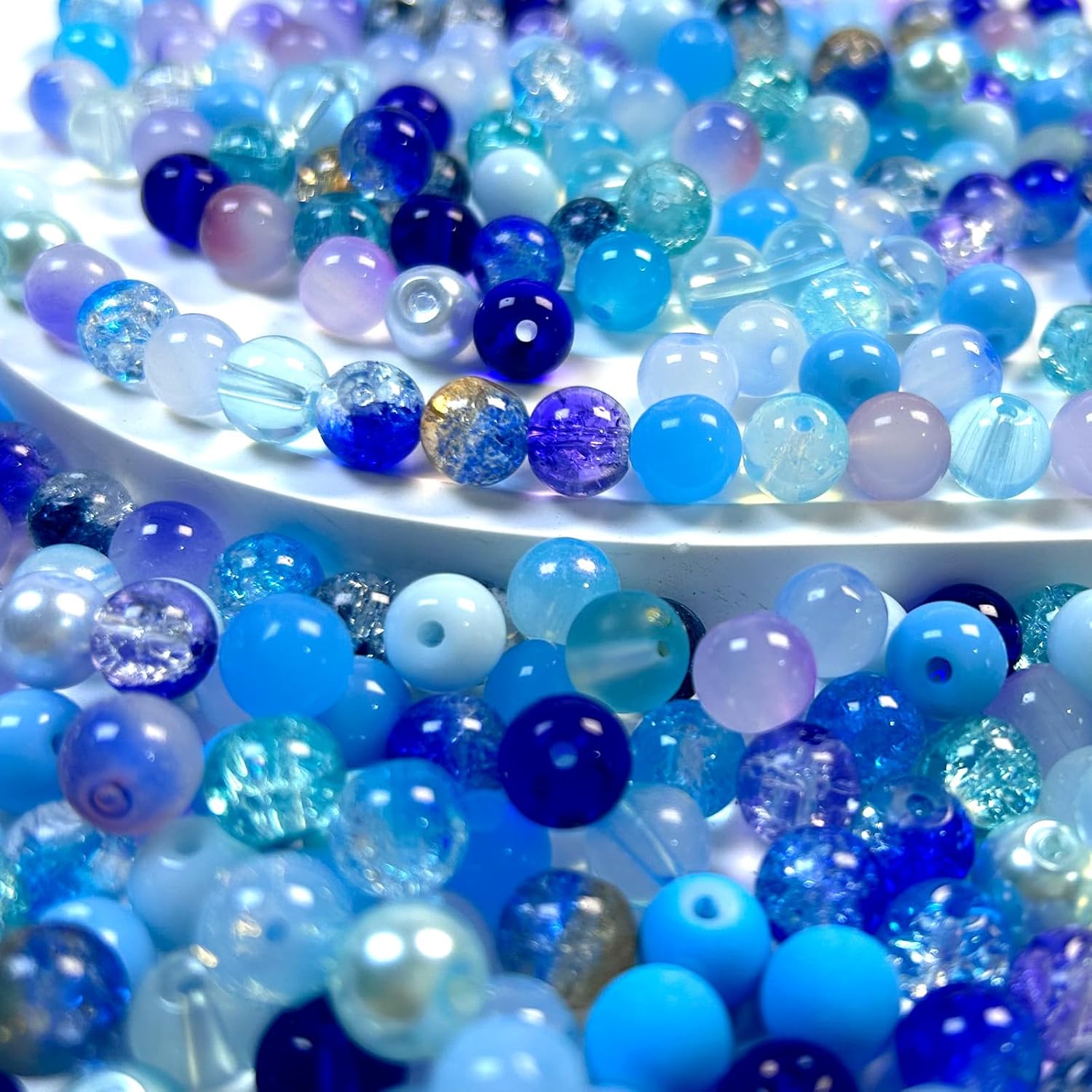300pcs 8mm Glass Beads, 24 Colors Assorted Glass Beads for Jewelry Making, Blue Series Round Spacer Bead Kit for Bracelet Necklace DIY Craft - Image 3