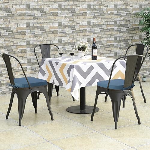 Miniatura 6 de GUEGLSA Cojines de asiento impermeables para exteriores, 14 x 14 pulgadas, almohadilla de metal antideslizante con lazos, cojín de metal en forma de