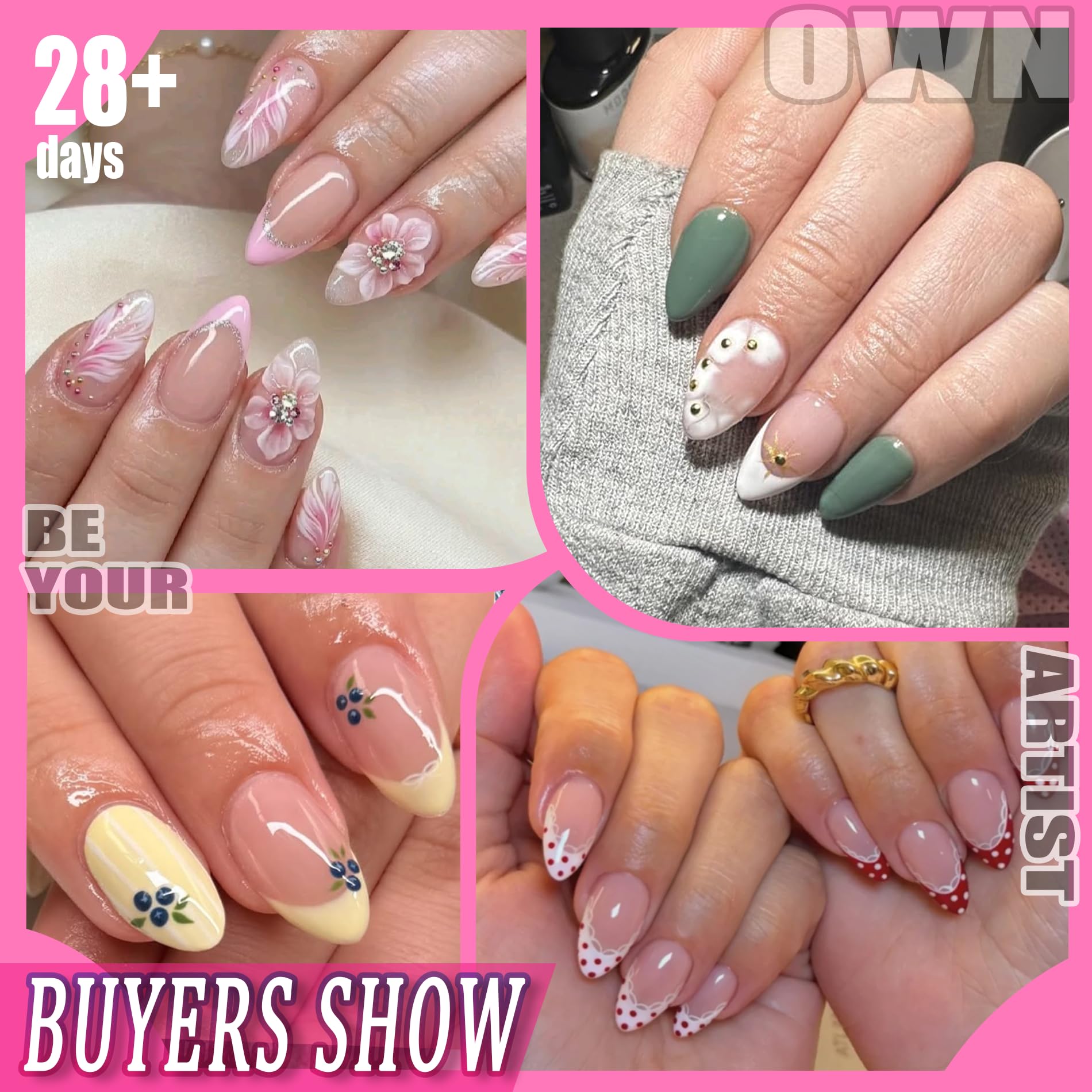 UNA GELLA Kurze Mandel Nail Tips, 504 Stück 12 Größen Nageltips für Gelnägel Soft Gel Tips Full Cover Nagelspitzen für Acrylnägel, Nagelkunst & DIY Nagelstudio zu Hause