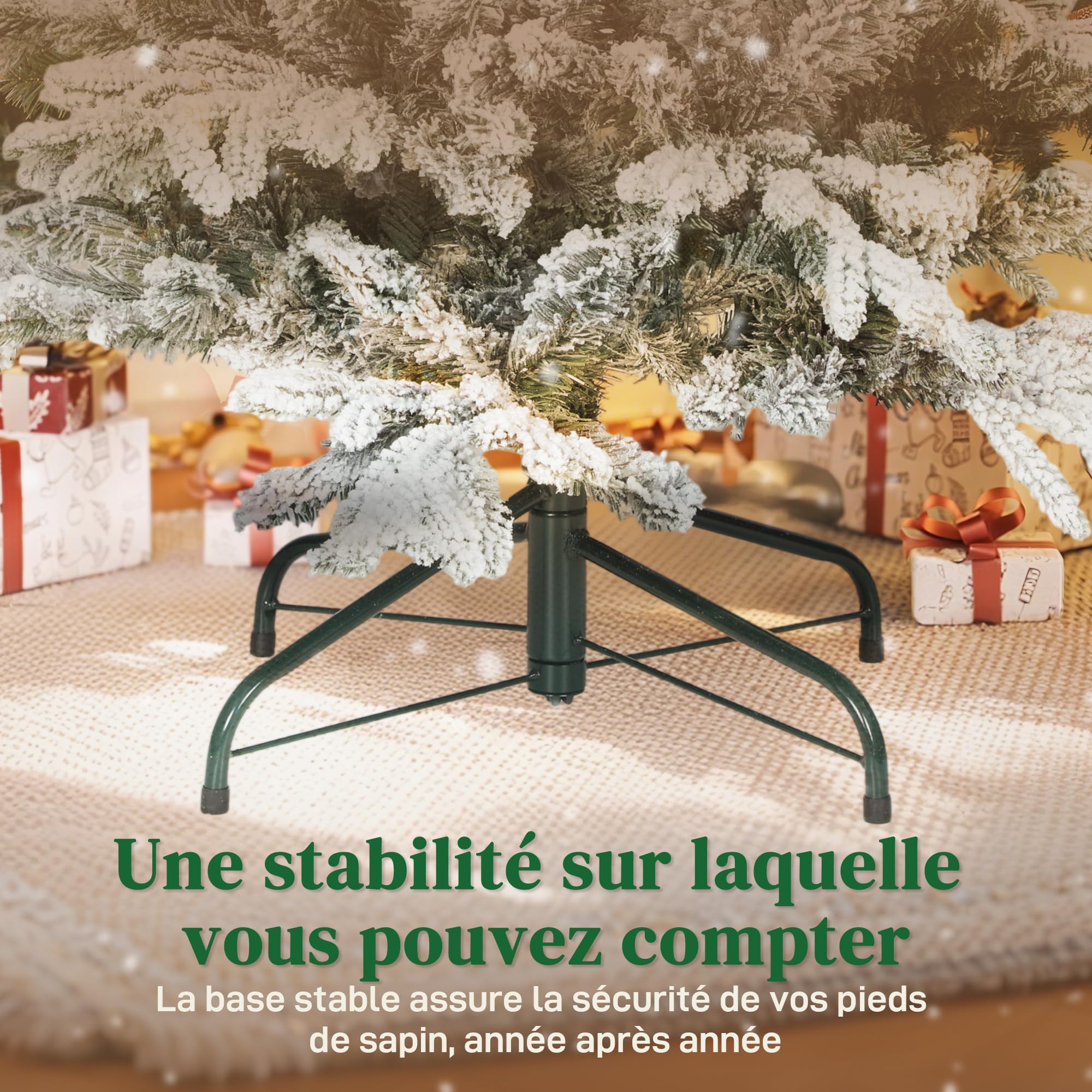 HOMCOM Sapin de Noël Artificiel Floqué de Neige 180 cm Vert | 1815 Pointes de Branches Articulées, Arbre de Noël, Support en Métal Pliable, Facile à Monter et Ranger, Plastique Ignifuge