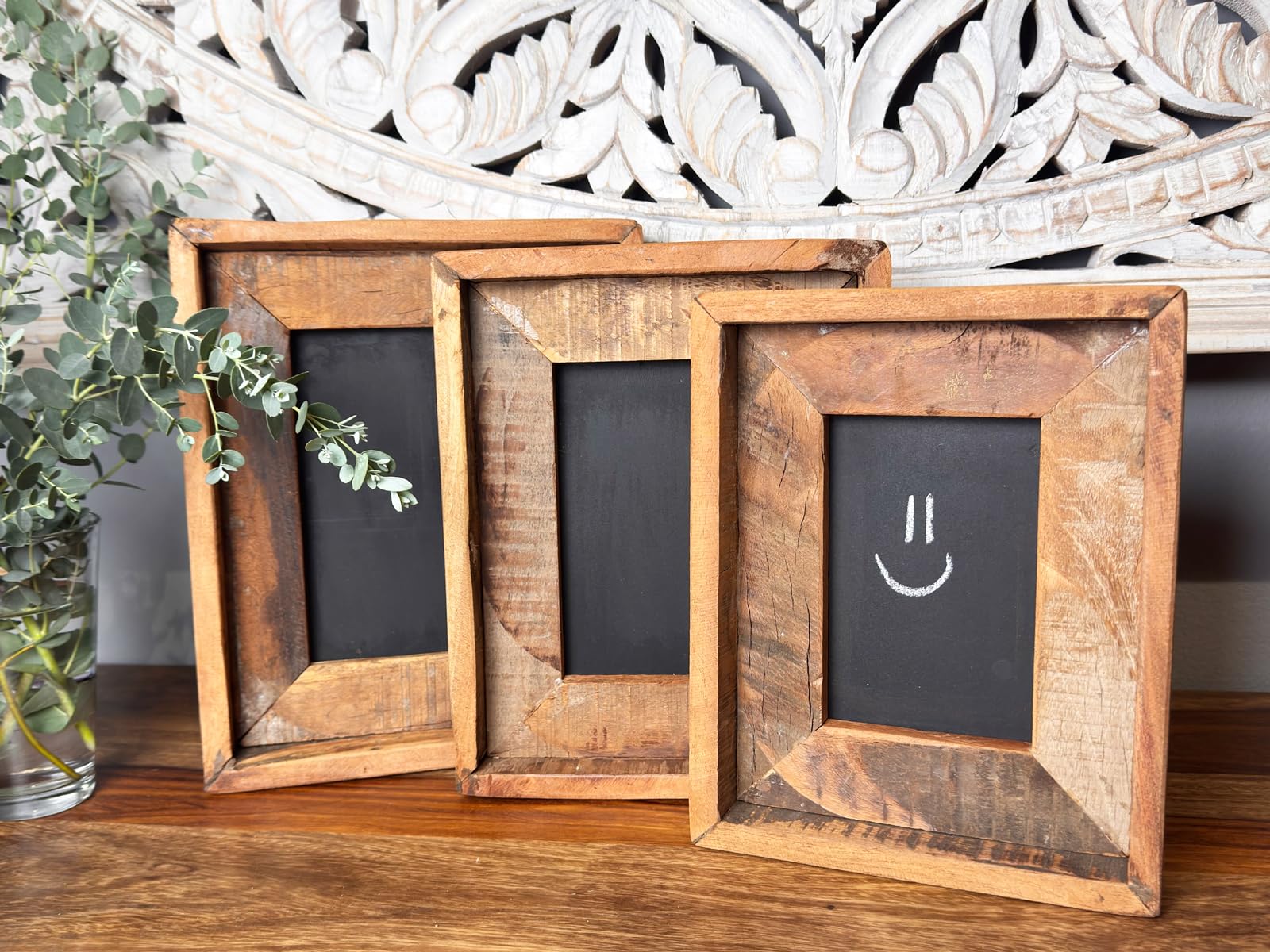 Woodkings Bilderrahmen-Set Sumatra | 3er Set aus Altholz | 3 Größen Holzrahmen Wanddeko Wohnzimmer Flur Schlafzimmer | rustikal kreativ individuell
